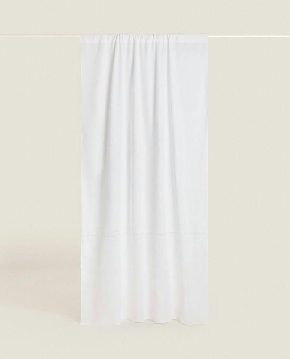 HEMSTITCHED LINEN CURTAIN