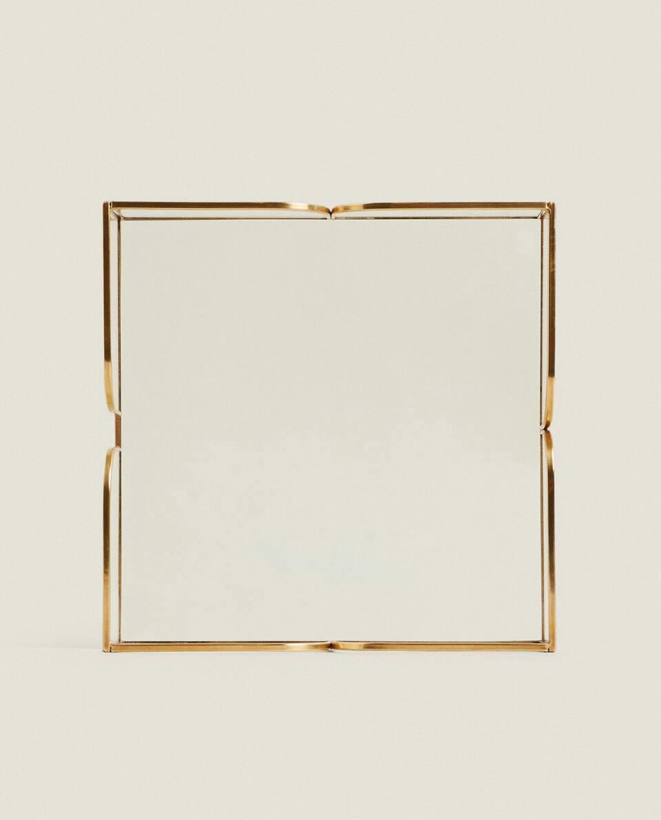 GLASS NAPKIN HOLDER WITH METAL TRIM