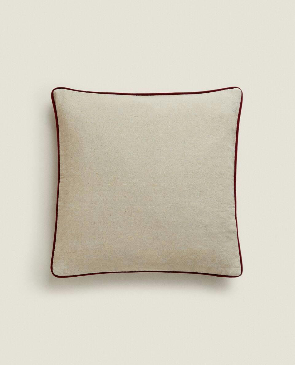 CUSHION COVER COTTON LINEN CHRISTMAS PIPING