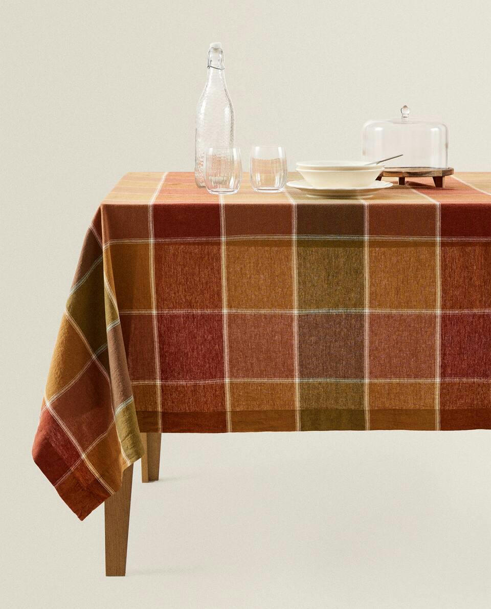 CHECK LINEN TABLECLOTH