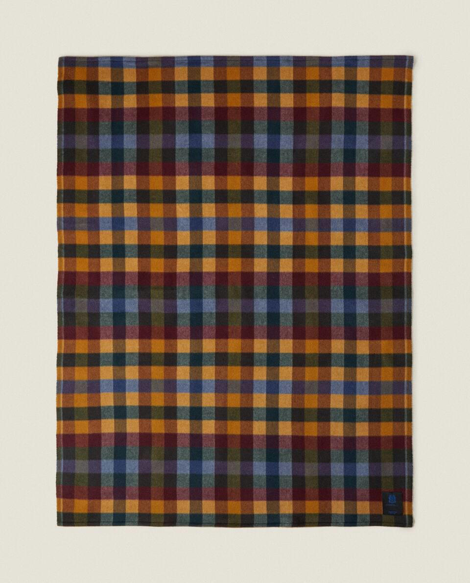 MULTICOLOURED CHECKED WOOL BLANKET