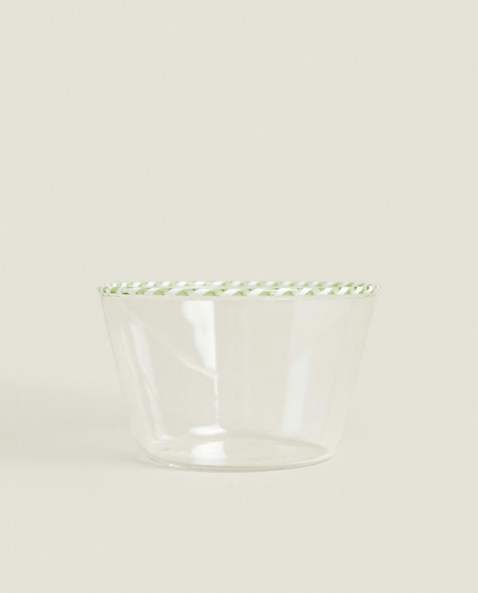 BOROSILICATE GLASS BOWL WITH CHRISTMAS CANDY CANE