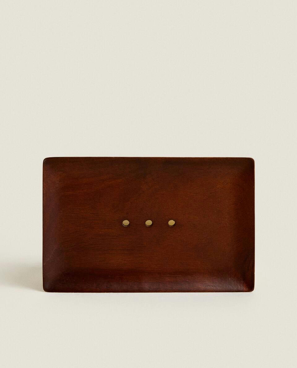 FLAT WOODEN TRAY AND SOAP DISH SET