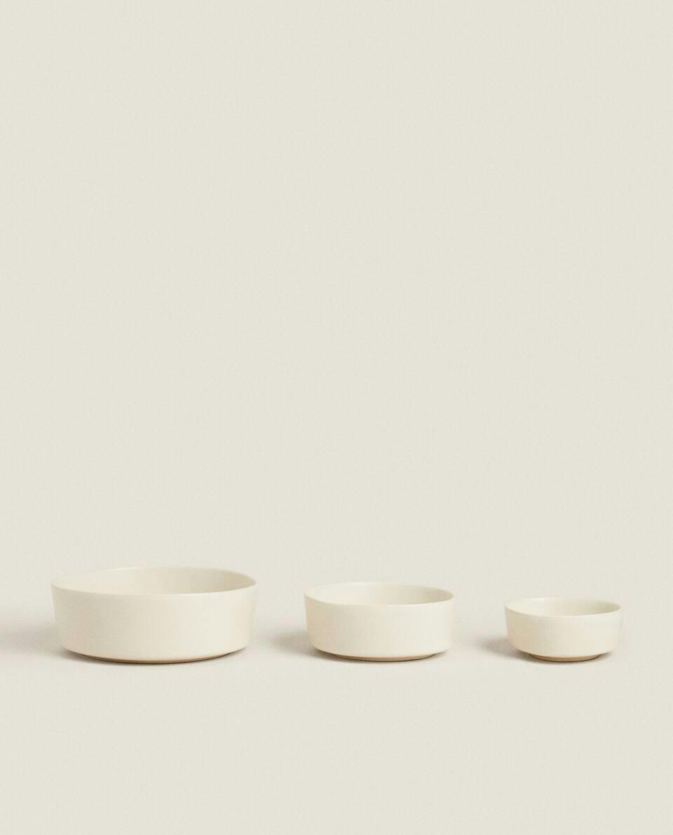 STONEWARE PET FOOD BOWL