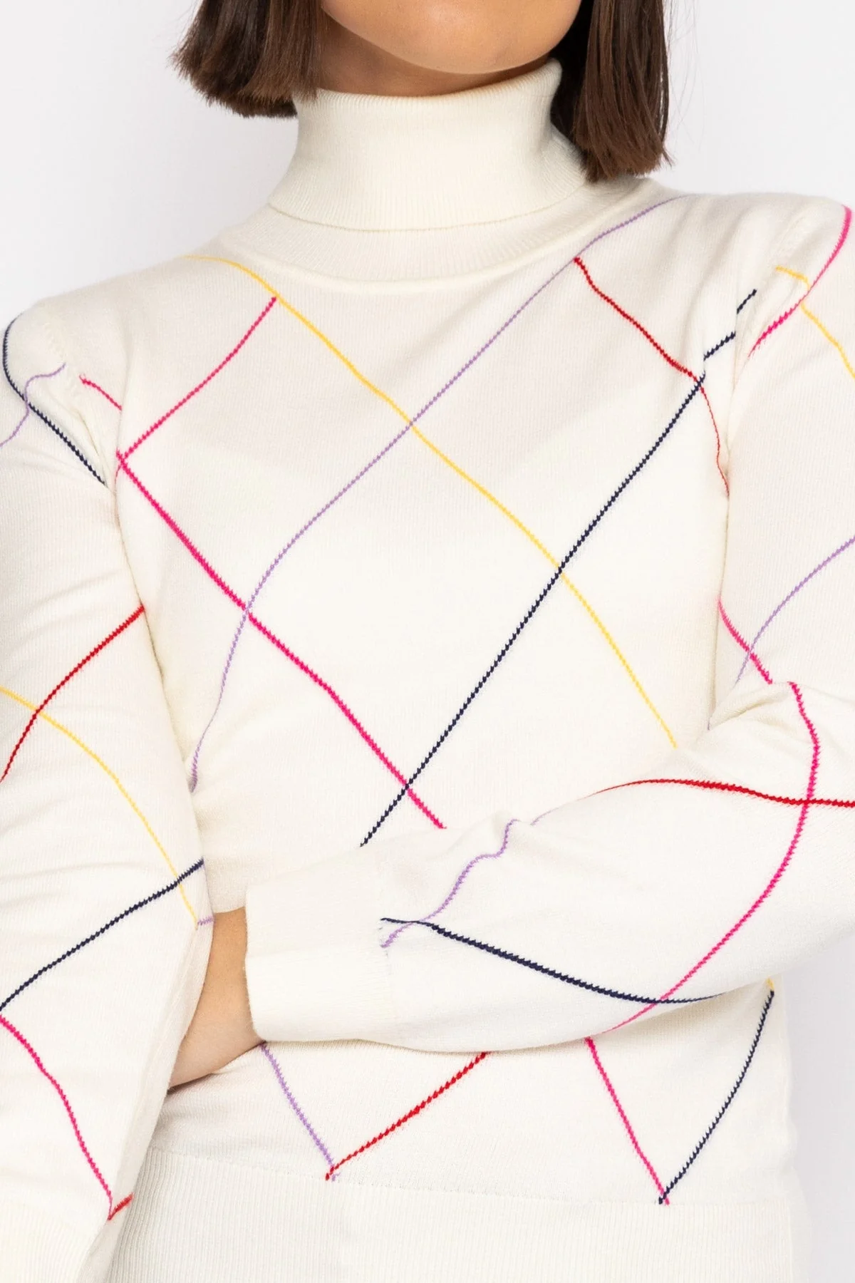 Diamond Polo Knit in Cream