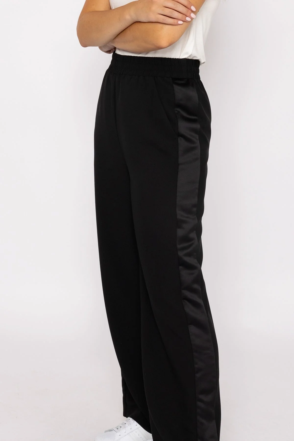 Black Satin Back Crepe Trousers