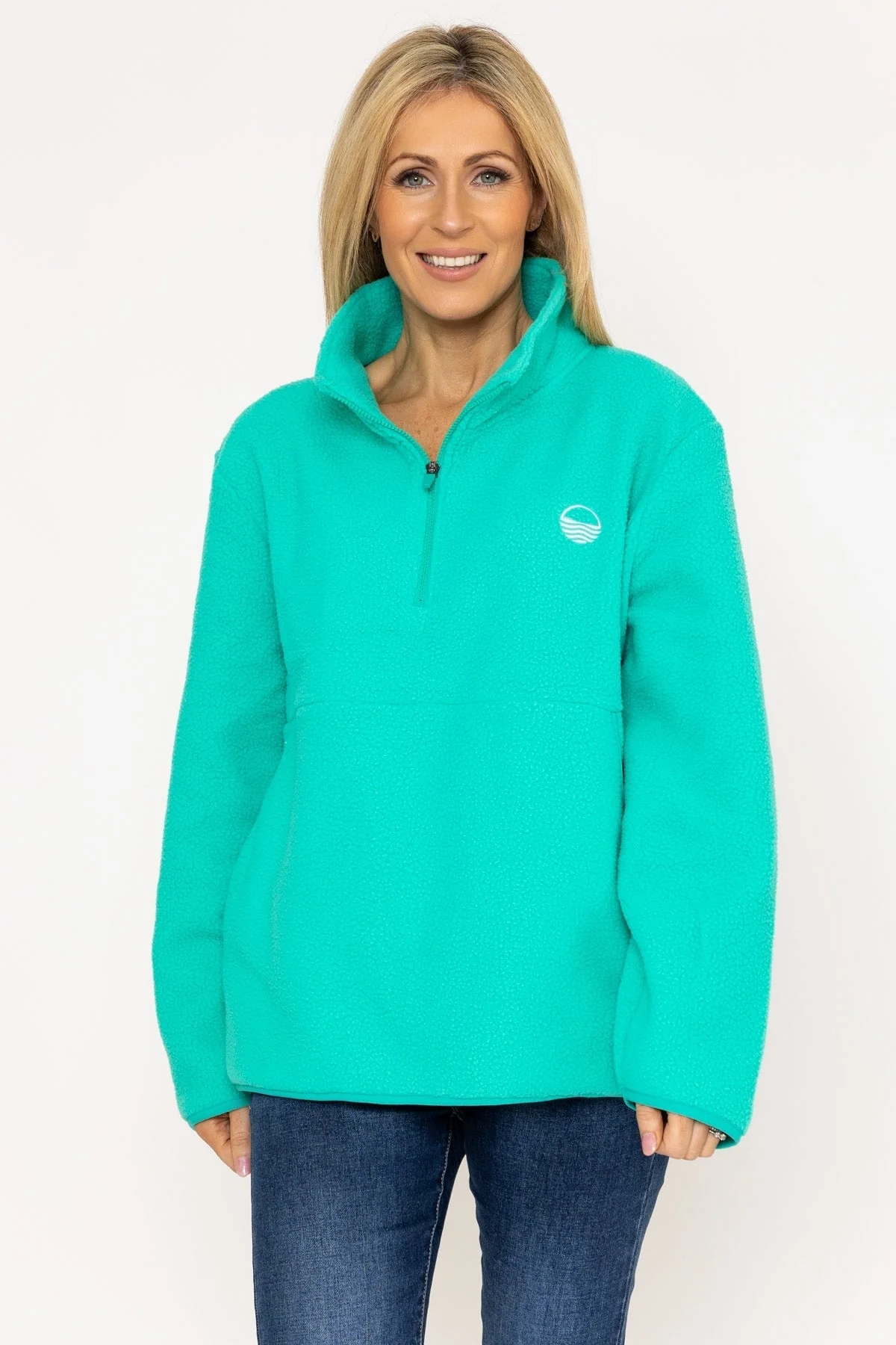 1/2 Zip Teddy Fleece in Green