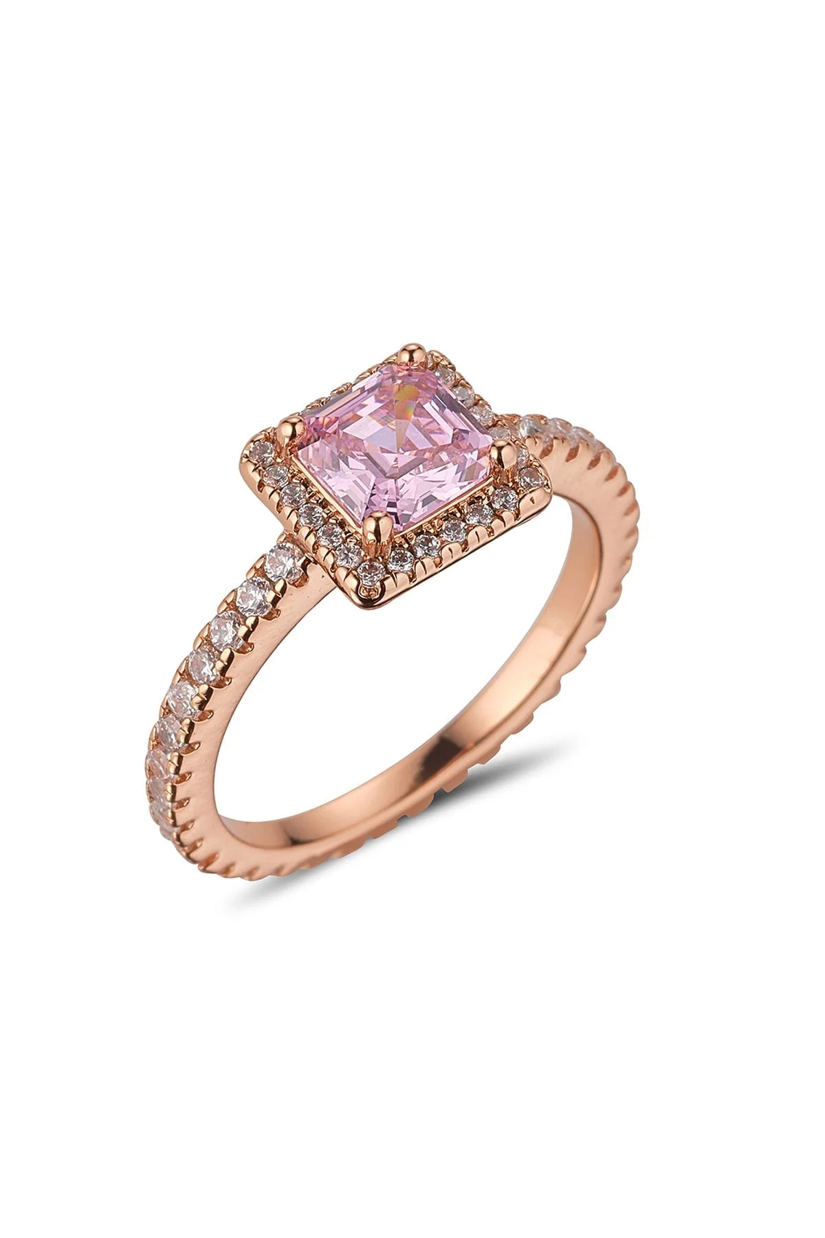 Pink CZ Rose Gold Ring Size 7