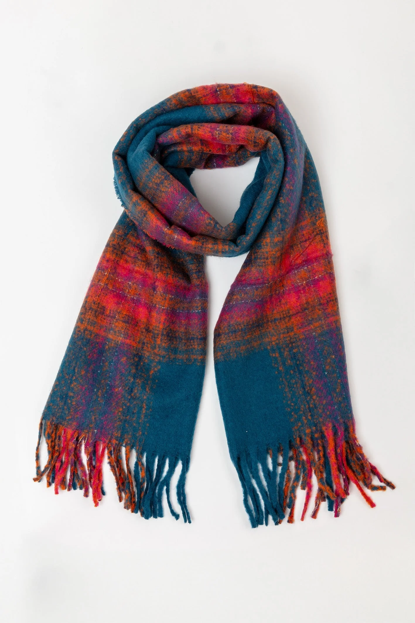 Check Scarf in Navy