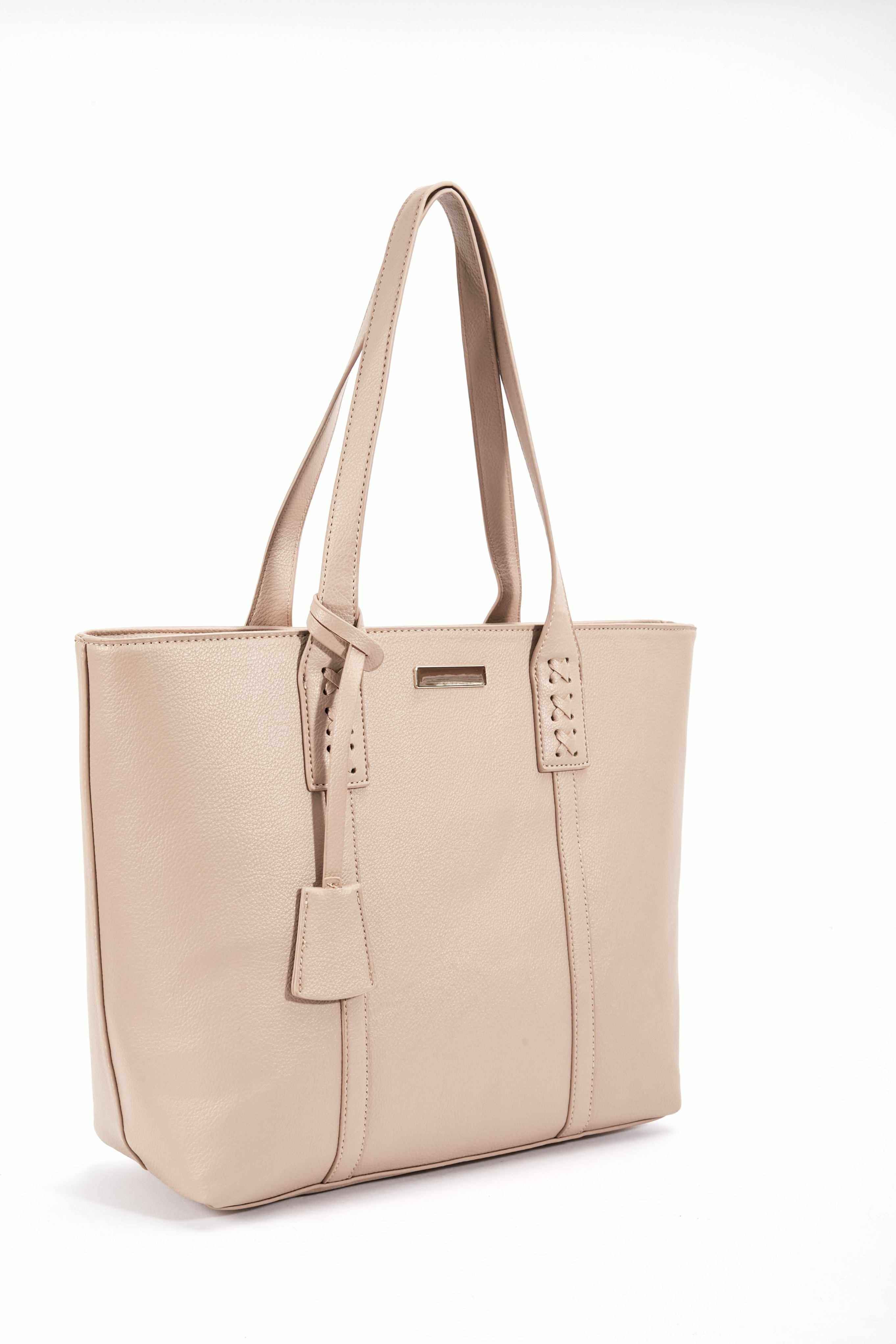 Leather Look Everyday Tote in Beige