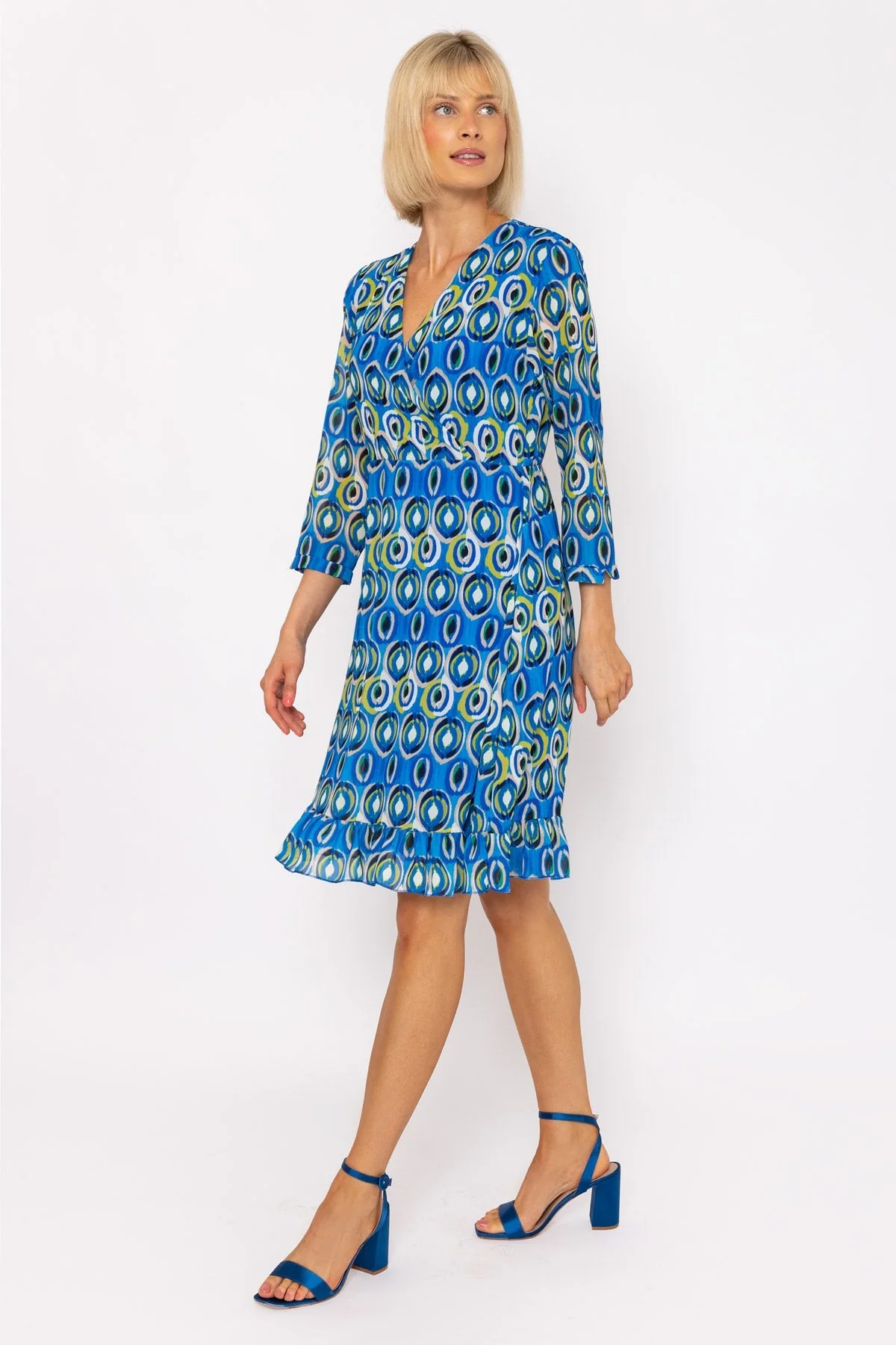 Roisin Blue Print Knee Length Dress