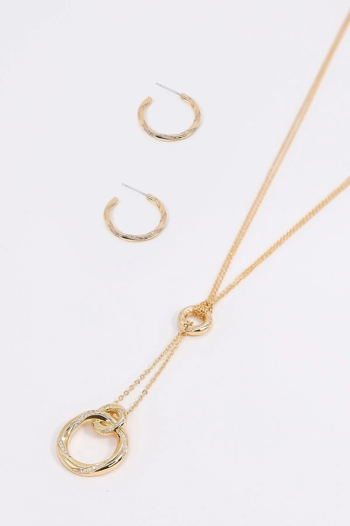 Wrapped Diamante Necklace in Gold
