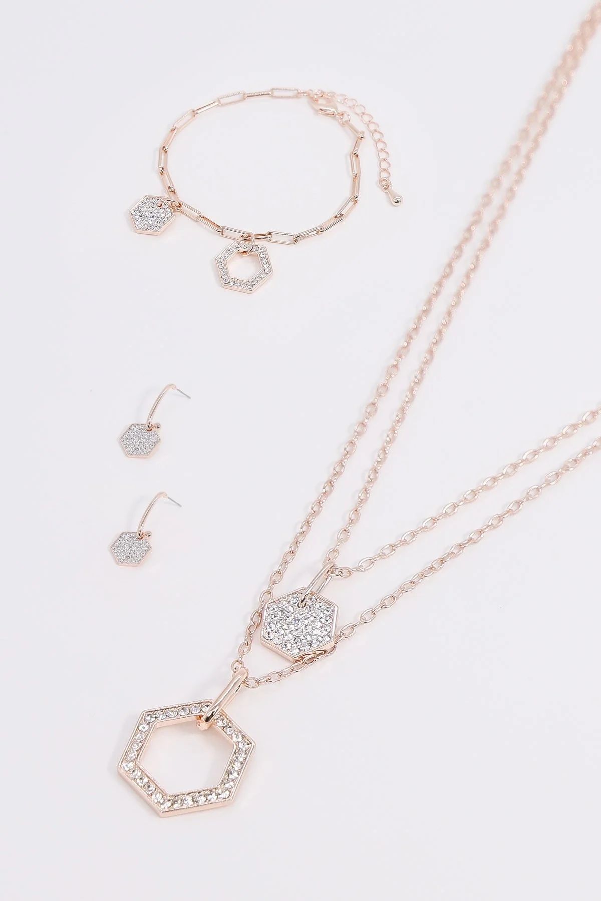 Hexagon Bracelet in Rose Gold