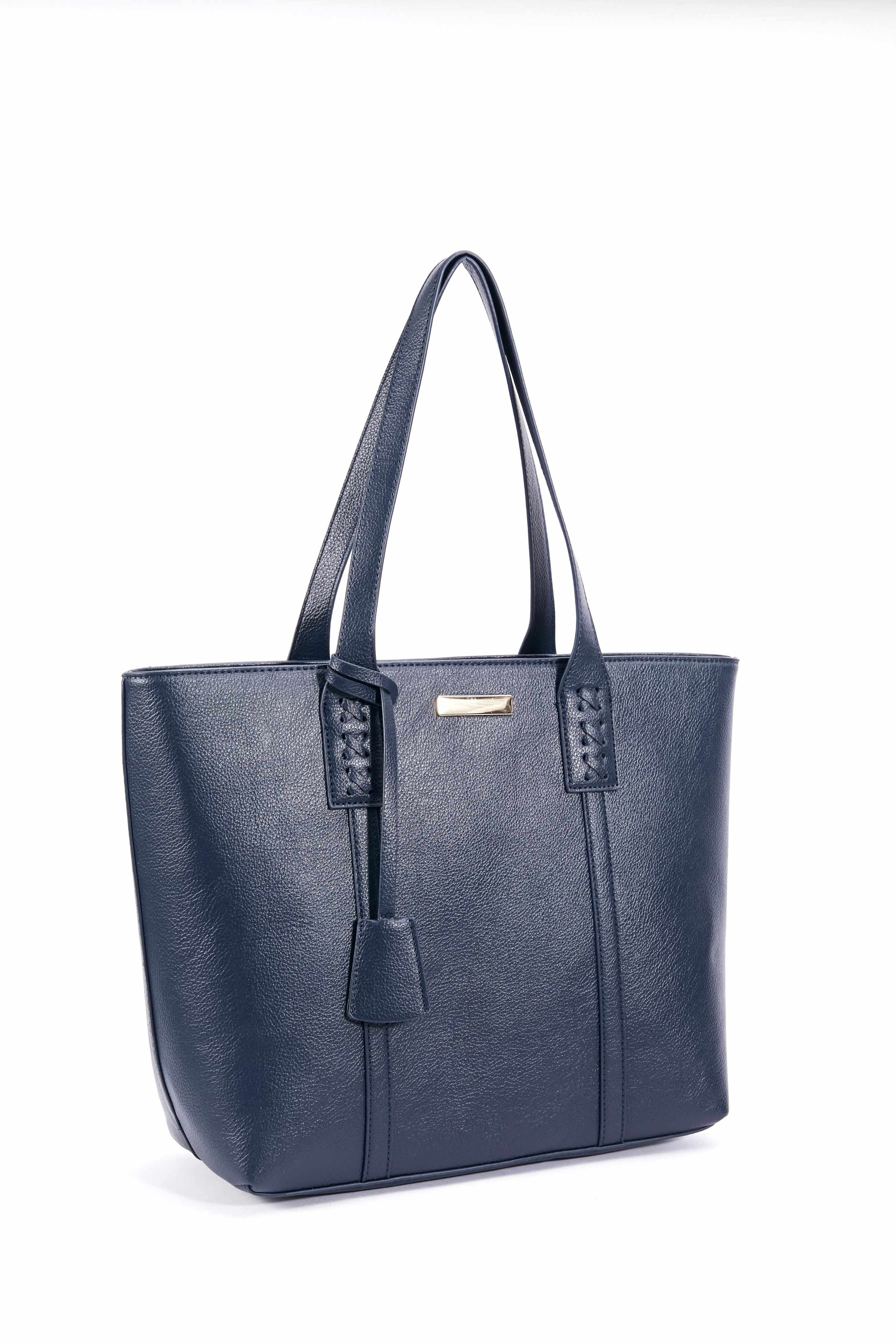 Leather Look Everyday Tote in Navy
