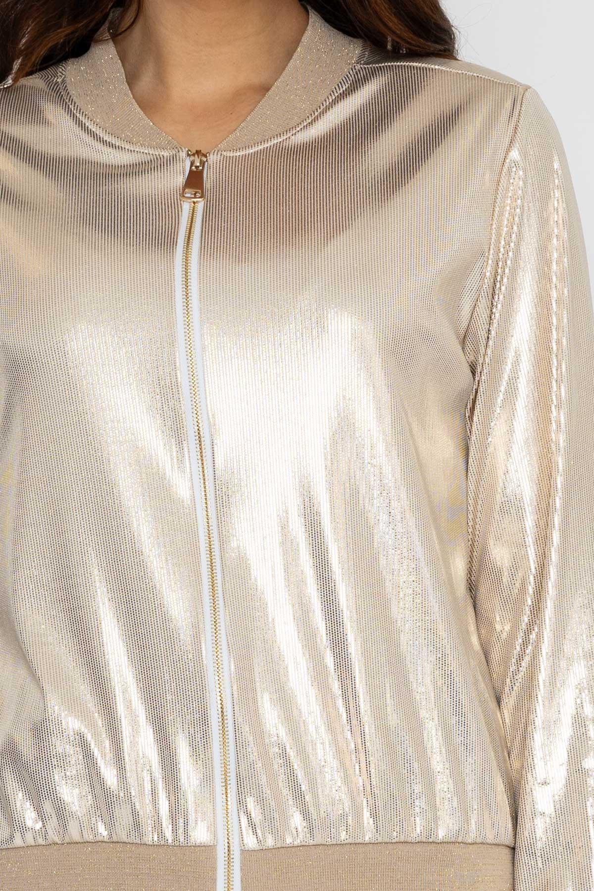 Metallic Bomber Jacket in Gold