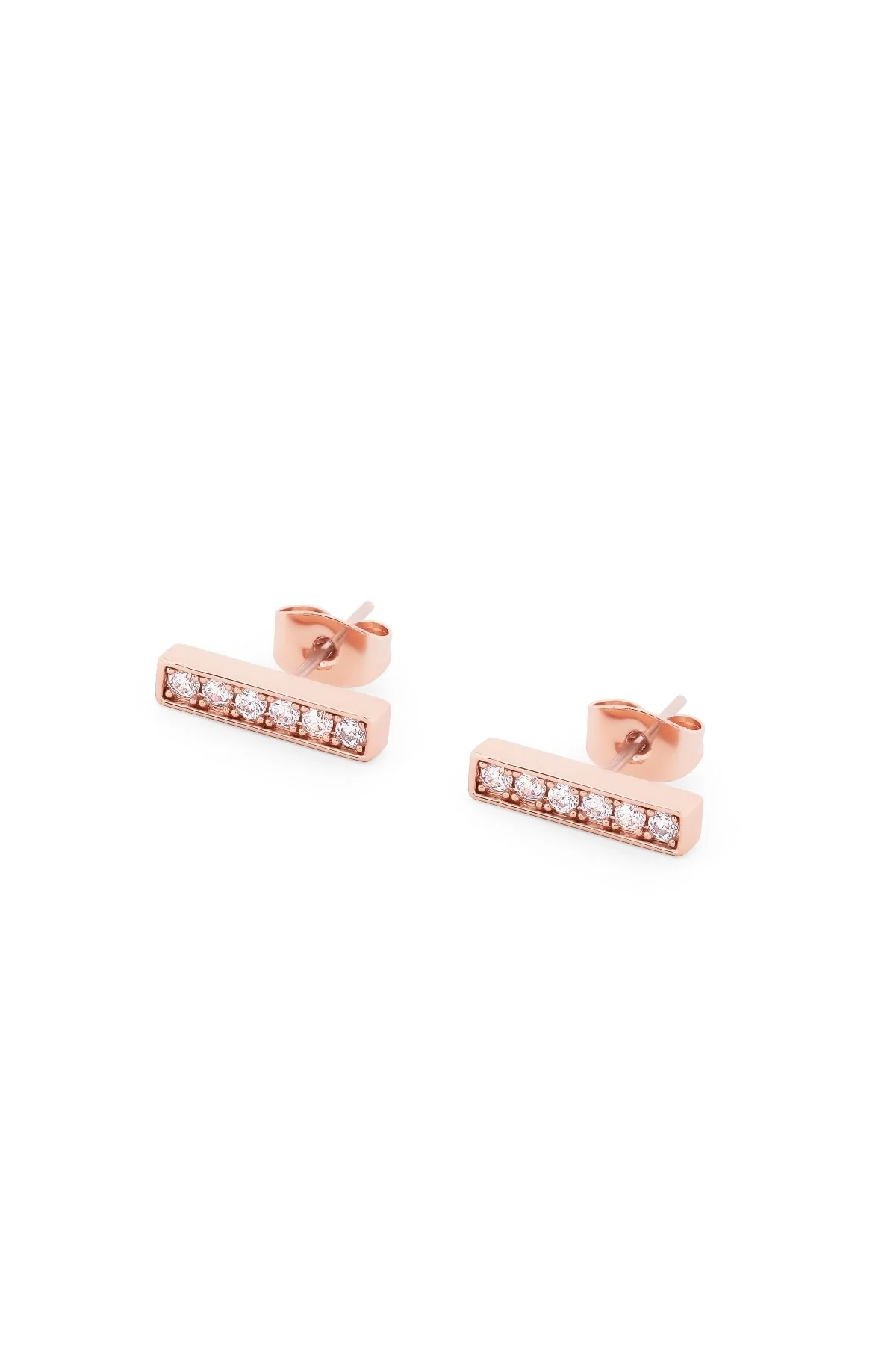 T-Bar Stud Earrings in Rose Gold