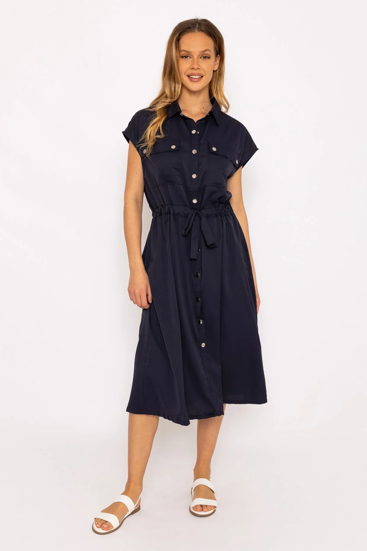 Navy Utility Shirt Dress