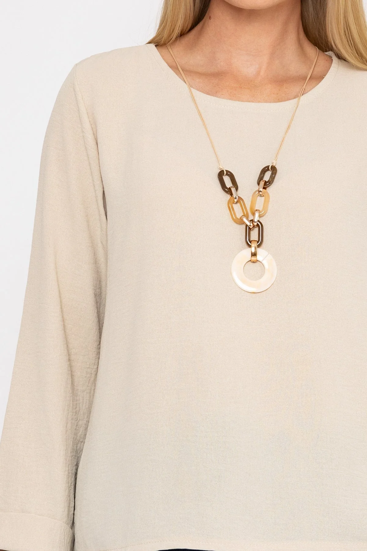 Beige Top with Necklace
