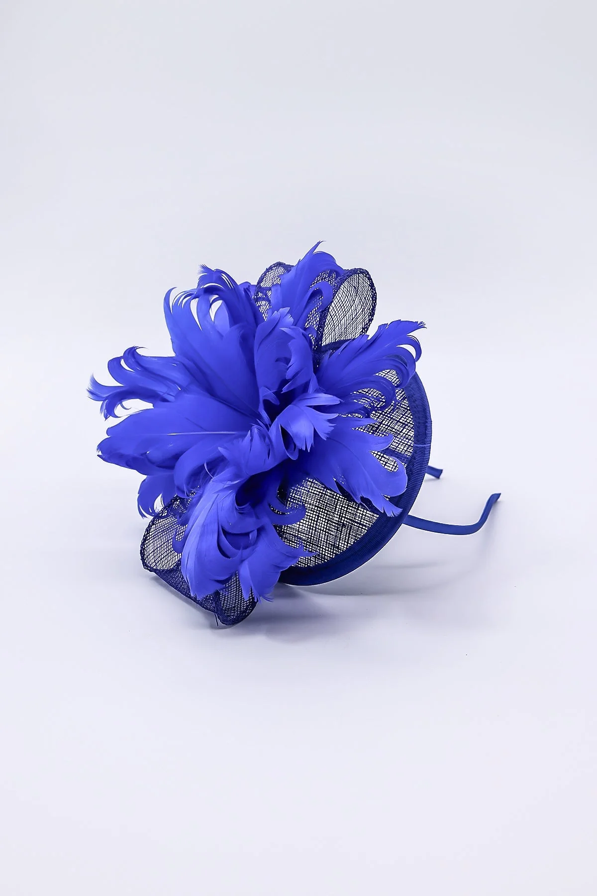 Feather and Flower Fascinator in Cobalt