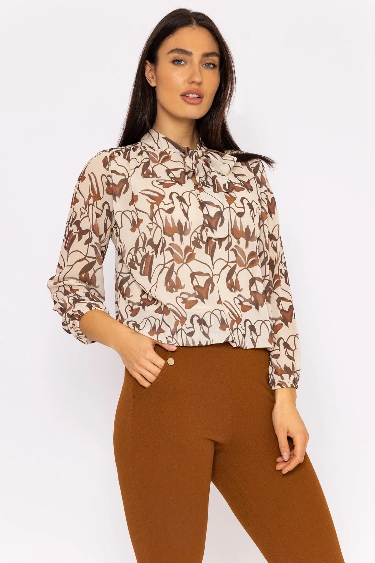 Maria Blouse in Camel Print