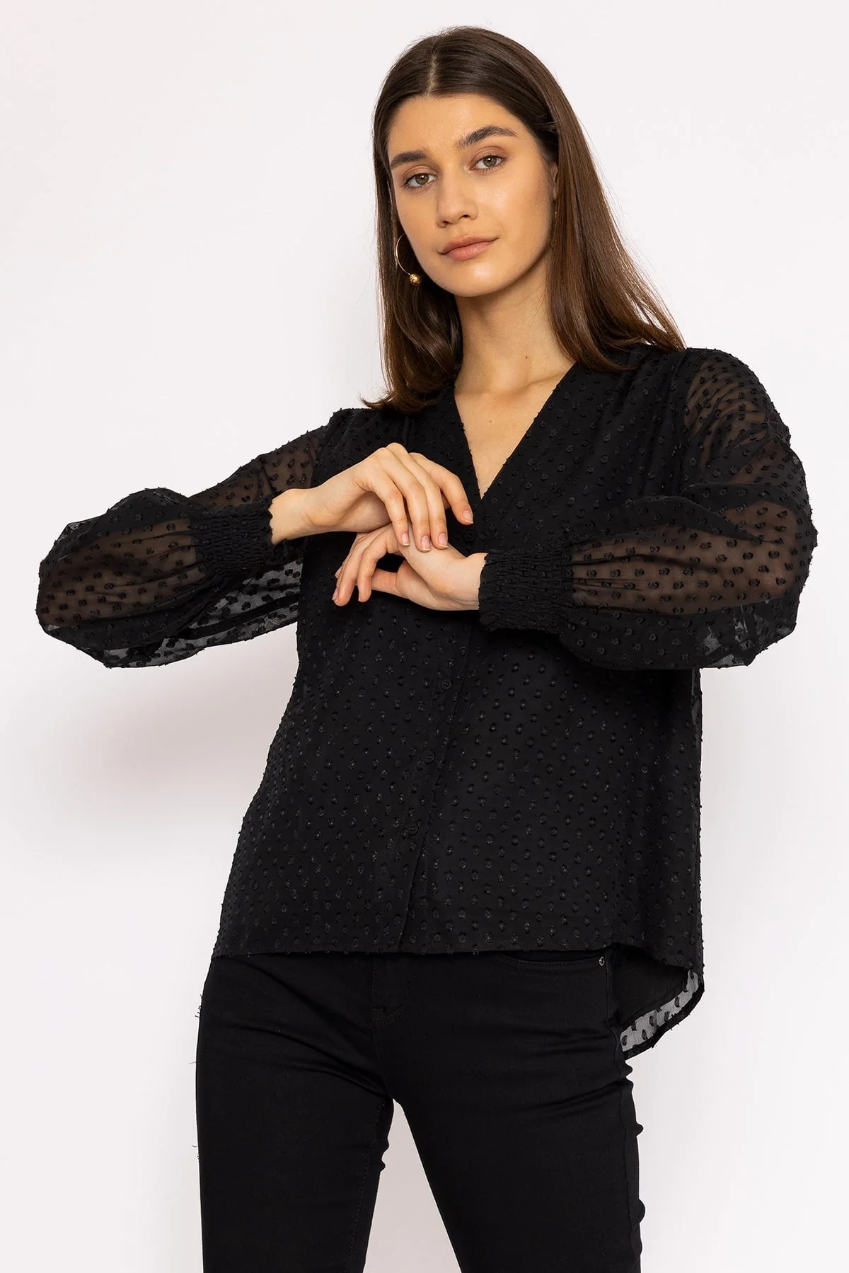 Dobby Texture Blouse in Black