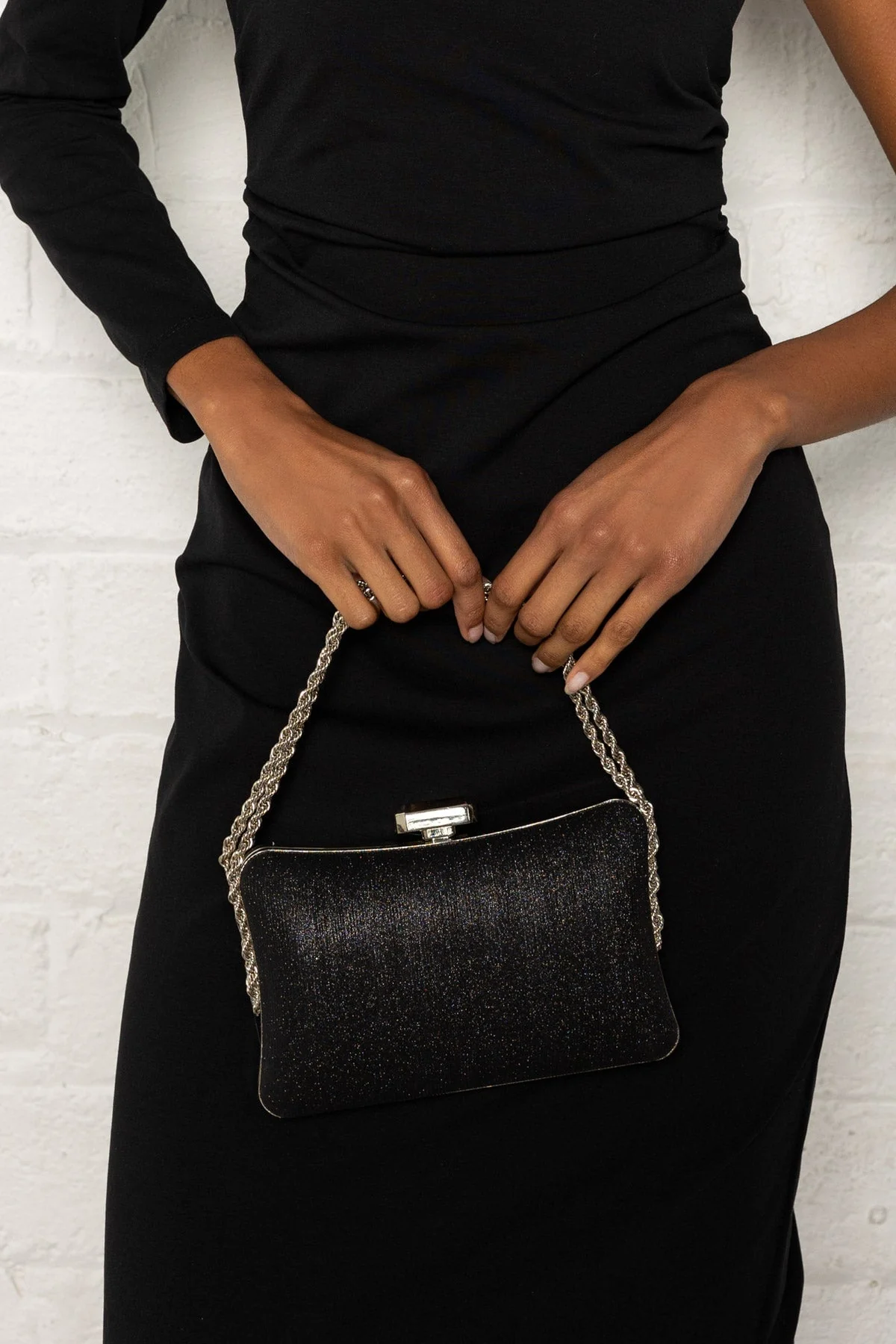 Textured Clutch Bag in Black