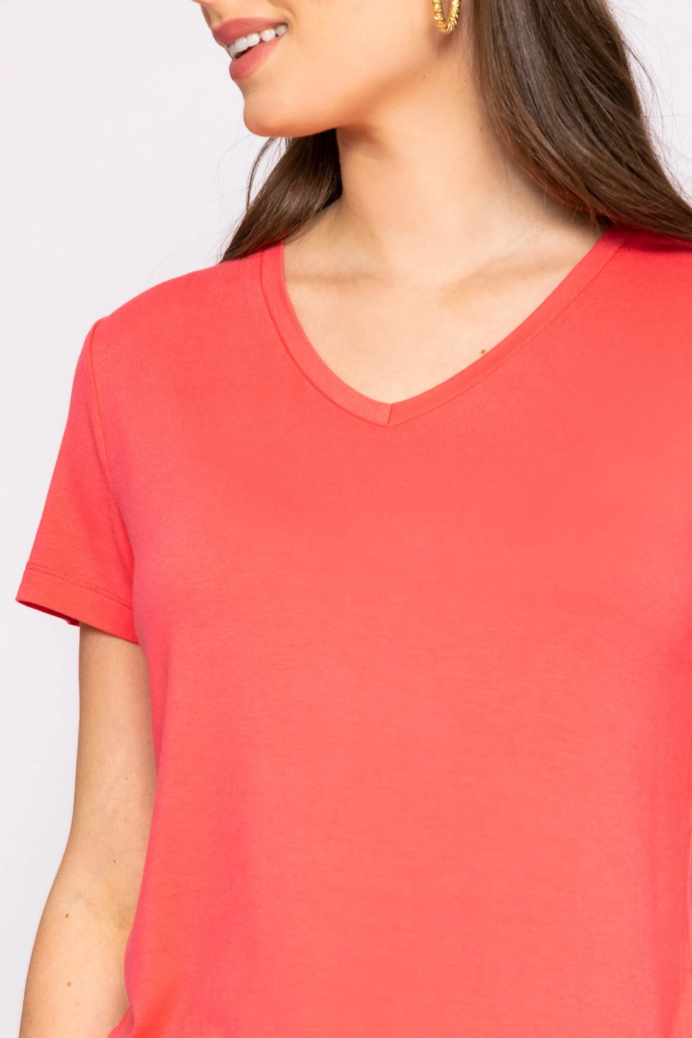 V Neck Tee in Coral