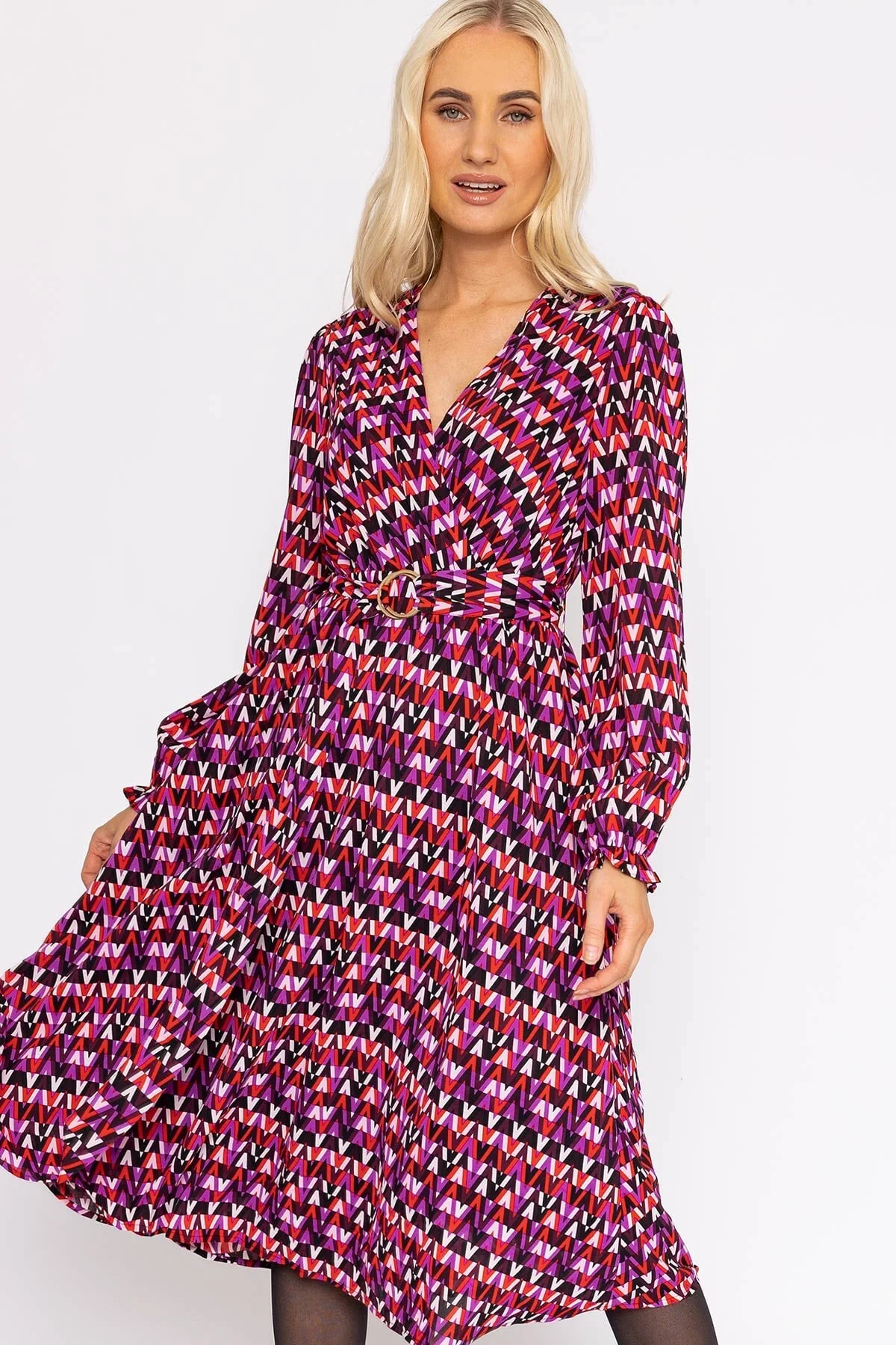 Mabel Dress in Pink Geo Print