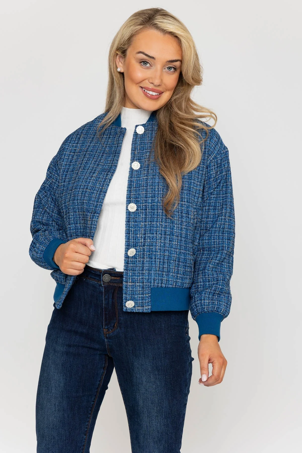 Boucle Bomber in Blue