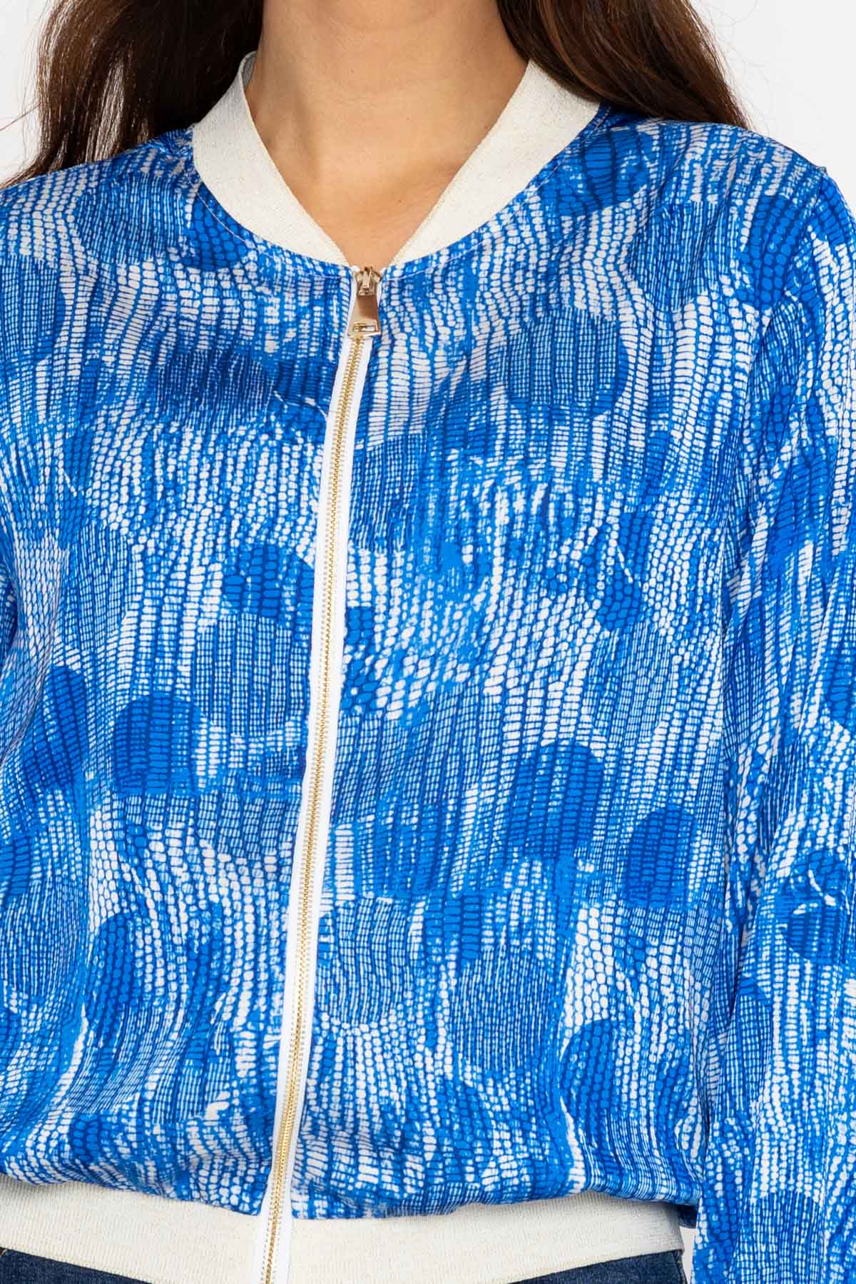 Printed Bomber Jacket in Blue