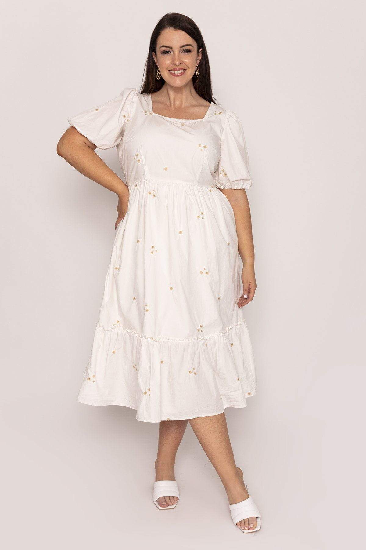Curve - Petra Midi Dress in White