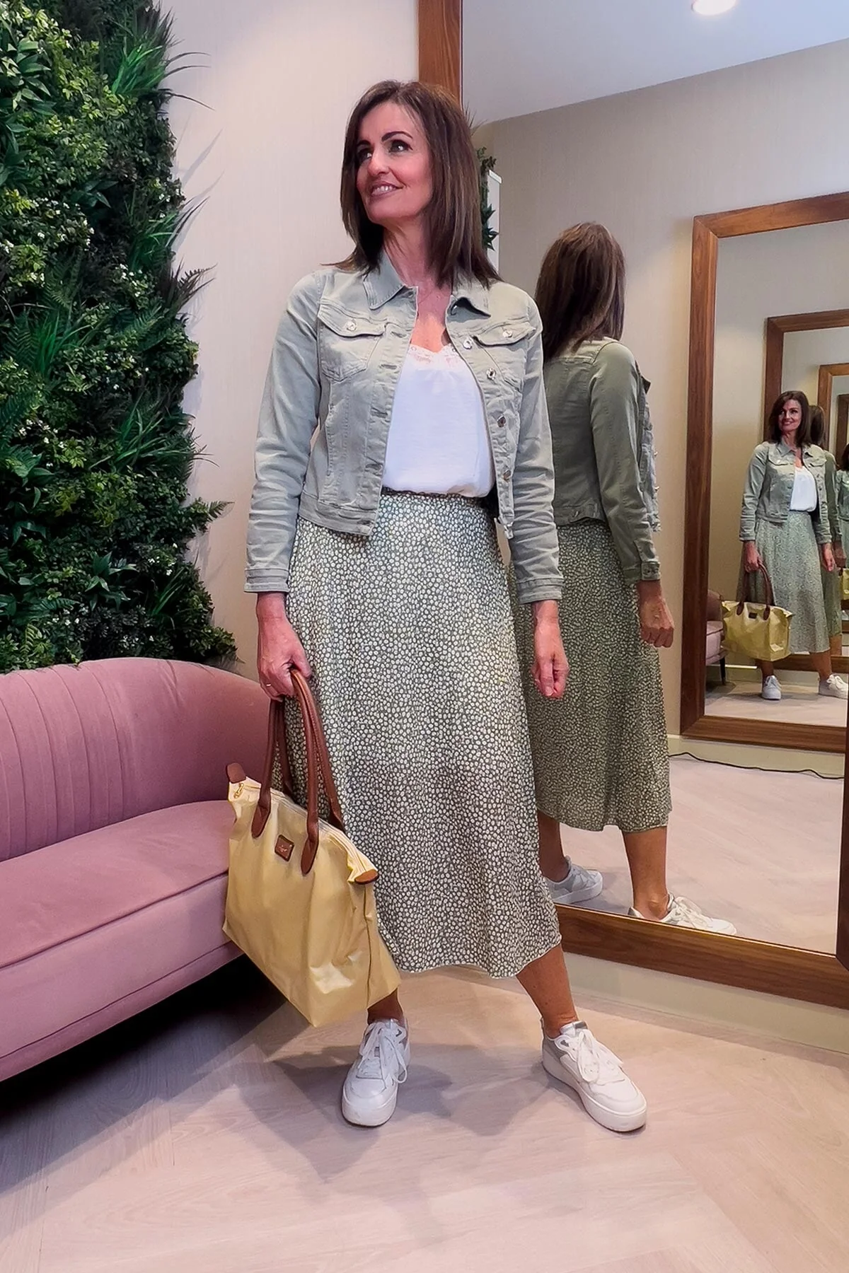 Printed Midi Skirt in Green