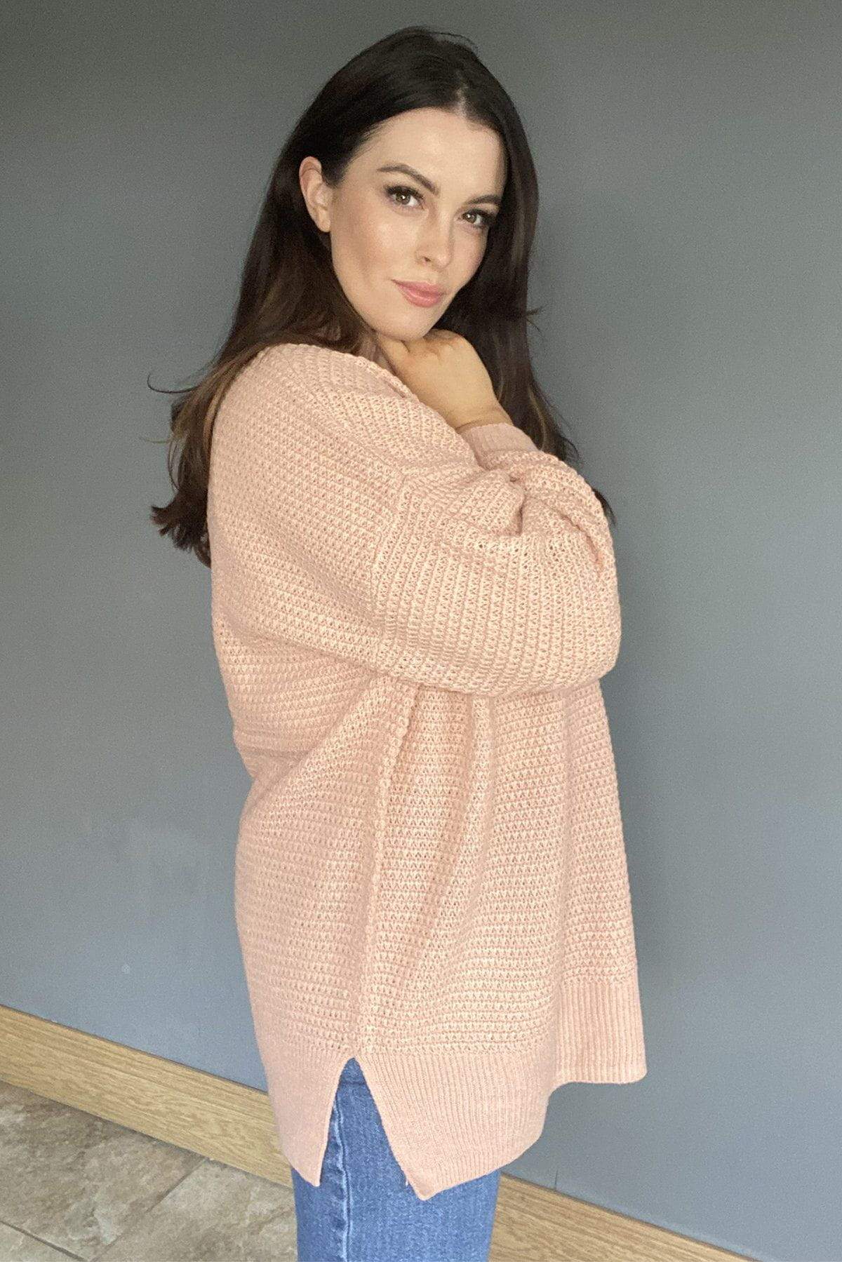 Curve - Quinn High Neck Knit in Pink