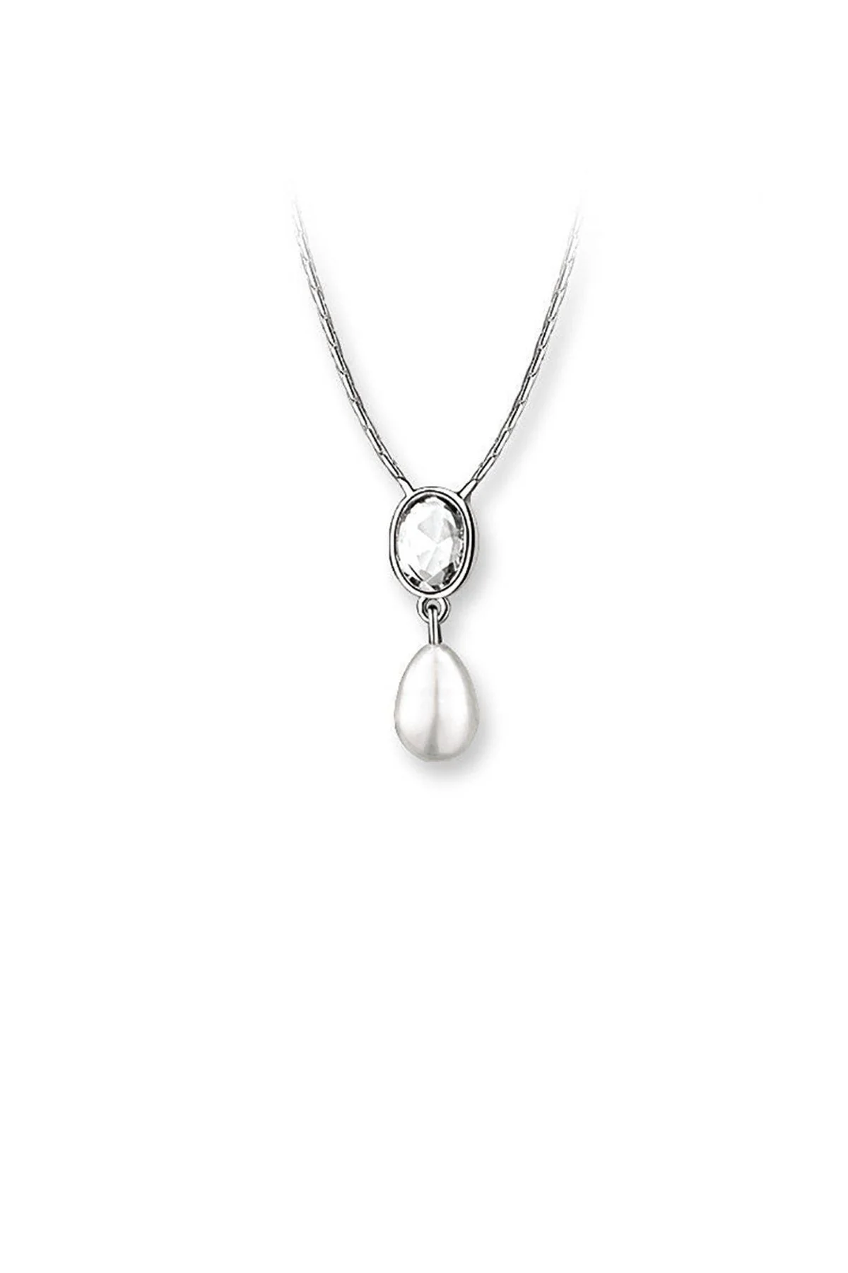 Pearl Drop Pendant with Clear Stone