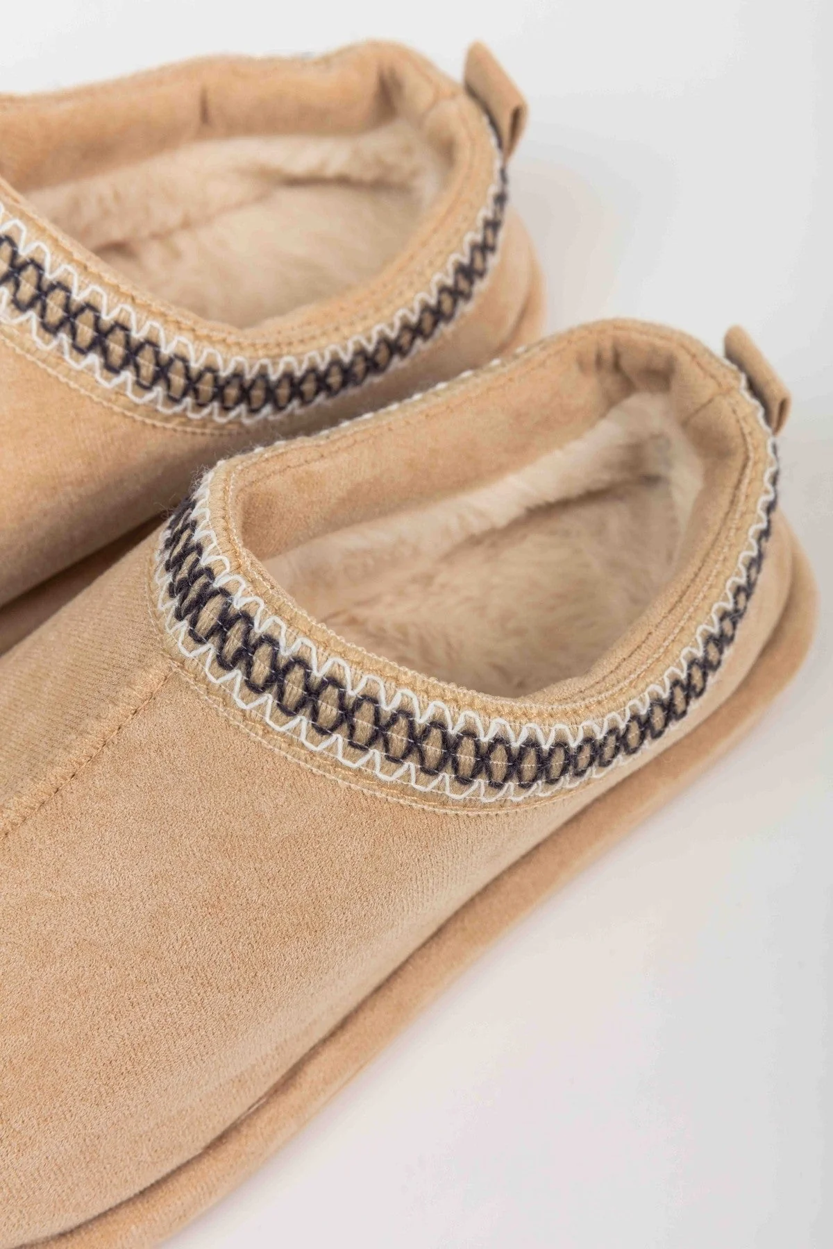 Suedette Mule Slippers in Beige