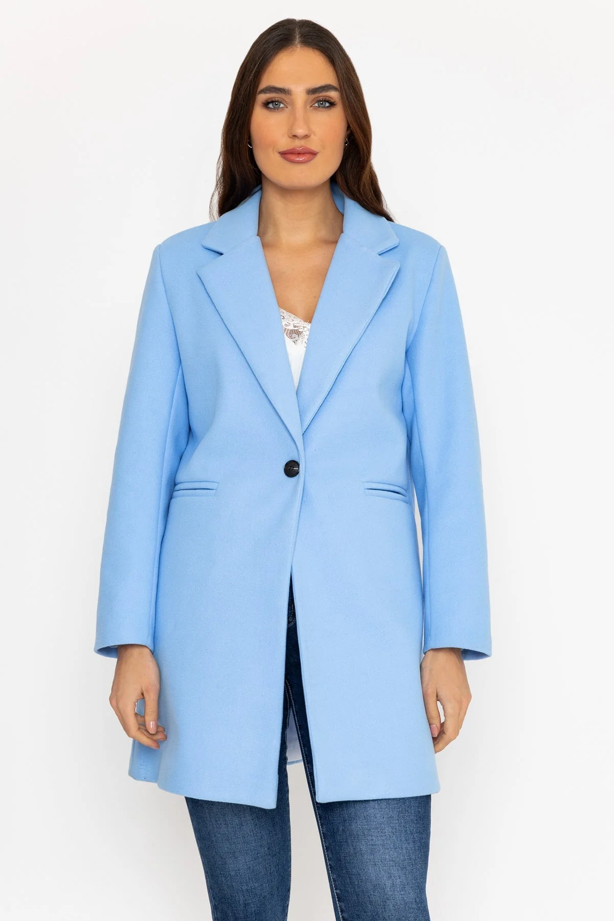 One Button Coat in Blue