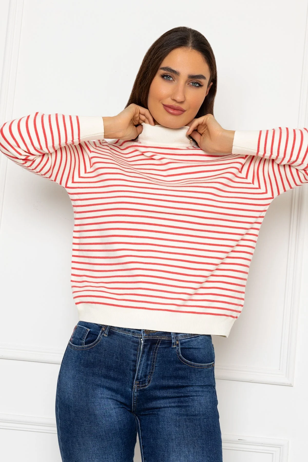 Stripe Turtleneck in Orange