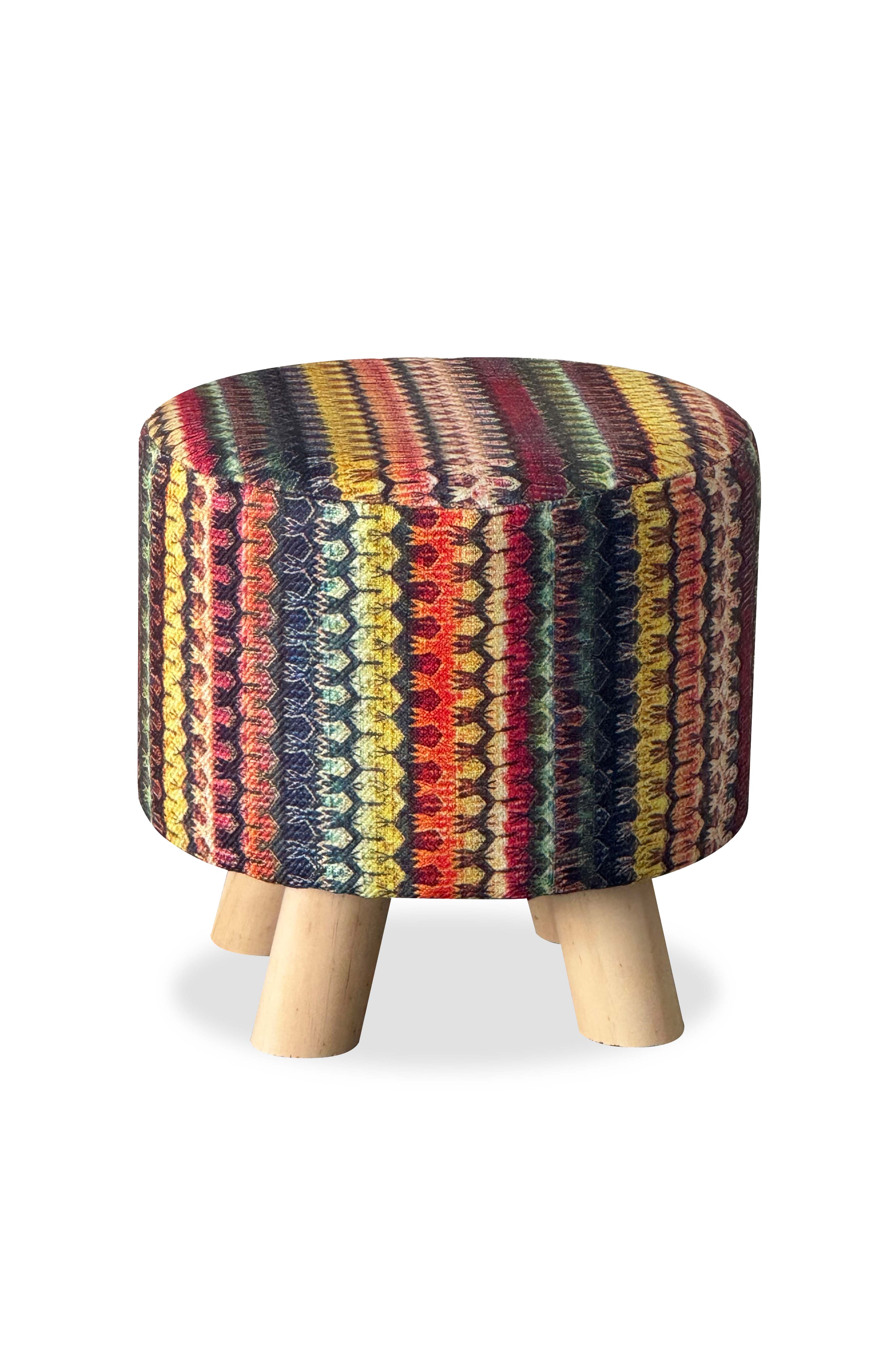 Geometric Stripe Footstool