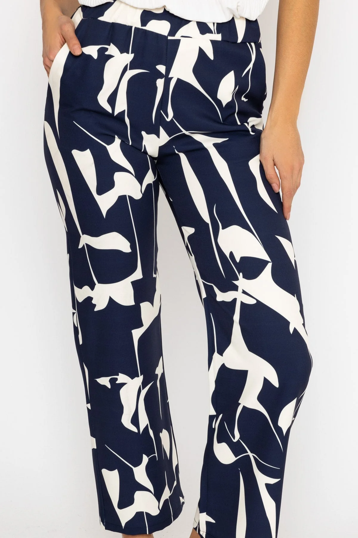 Printed Scuba Trouser in Navy