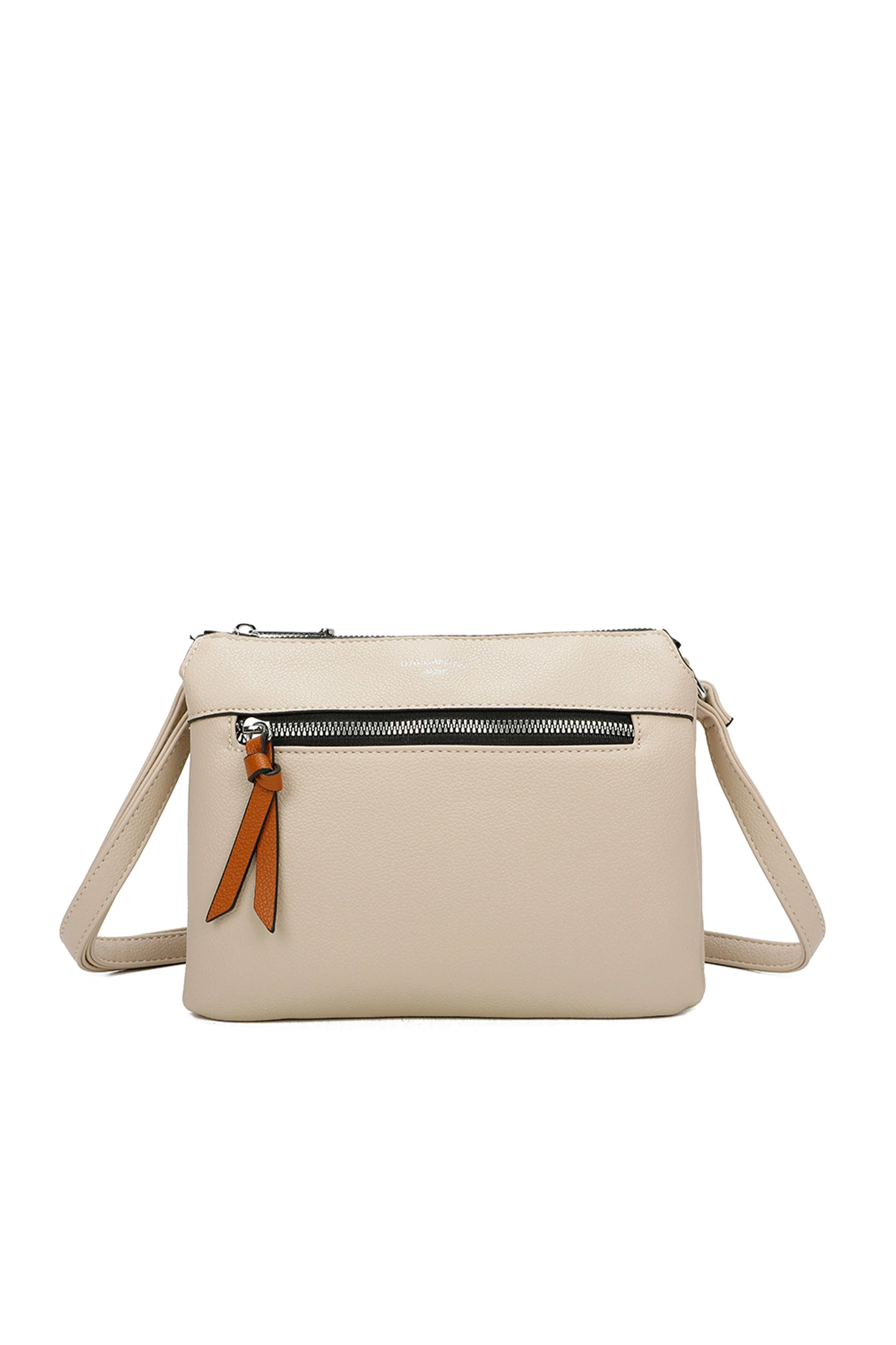 Triple Compartment Crossbody in Beige