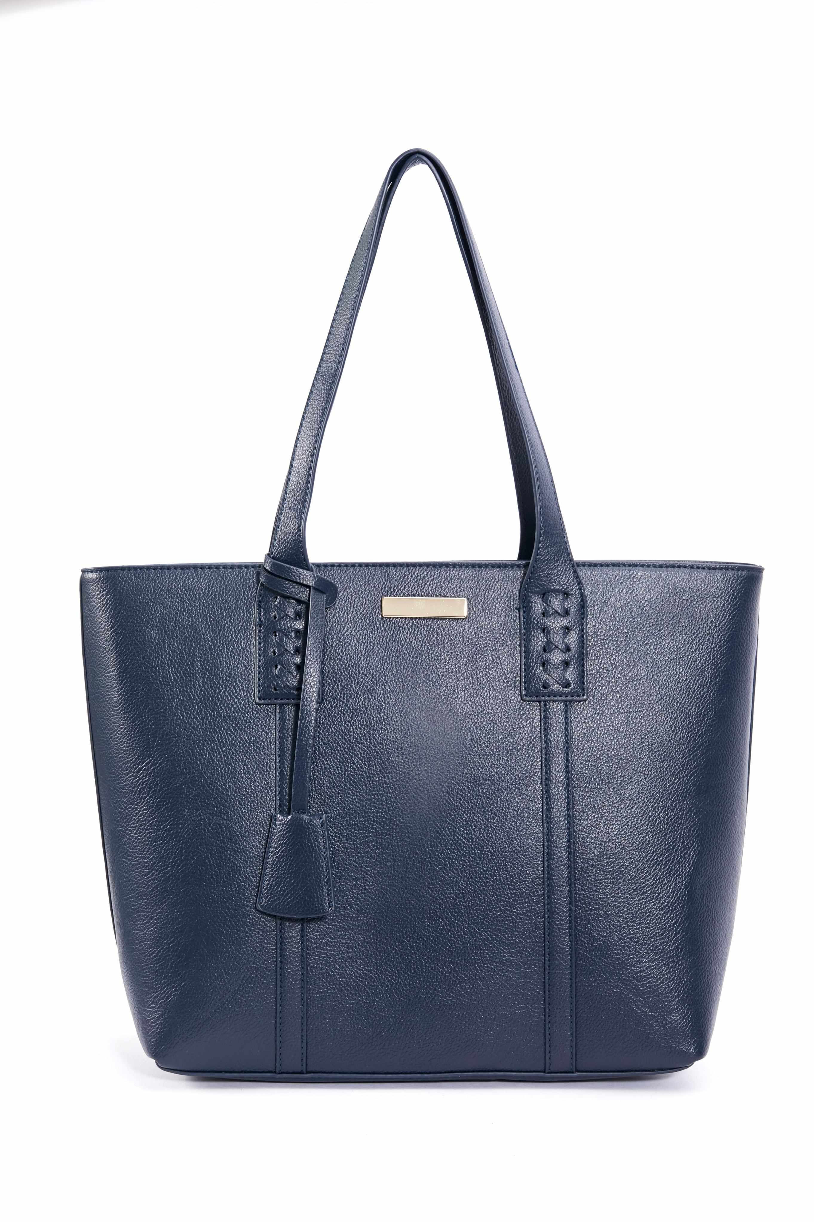 Leather Look Everyday Tote in Navy