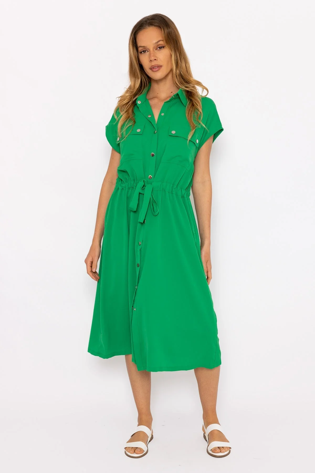 Green Utility Shirt Dress