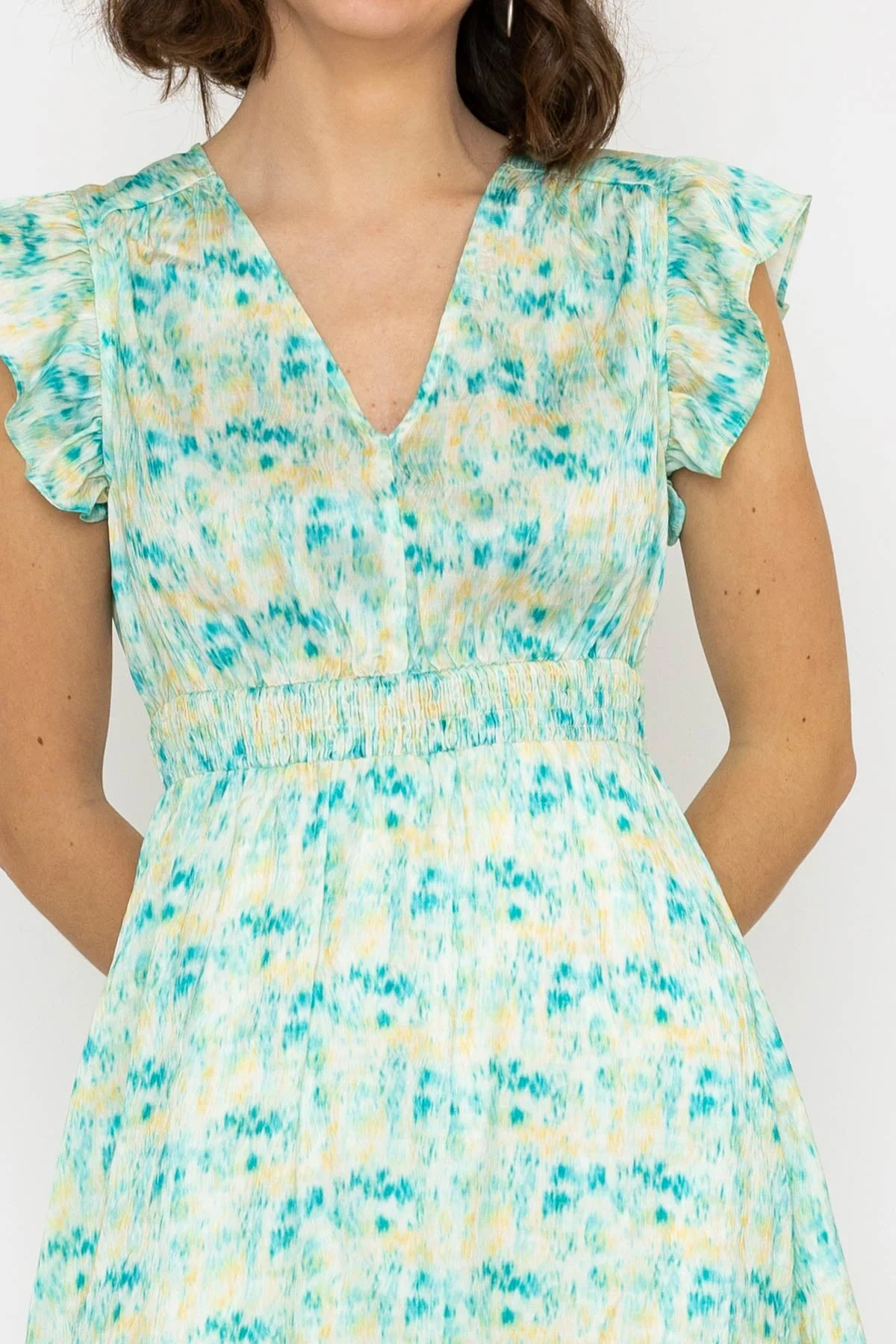 Ruth Midi Dress in Green Print