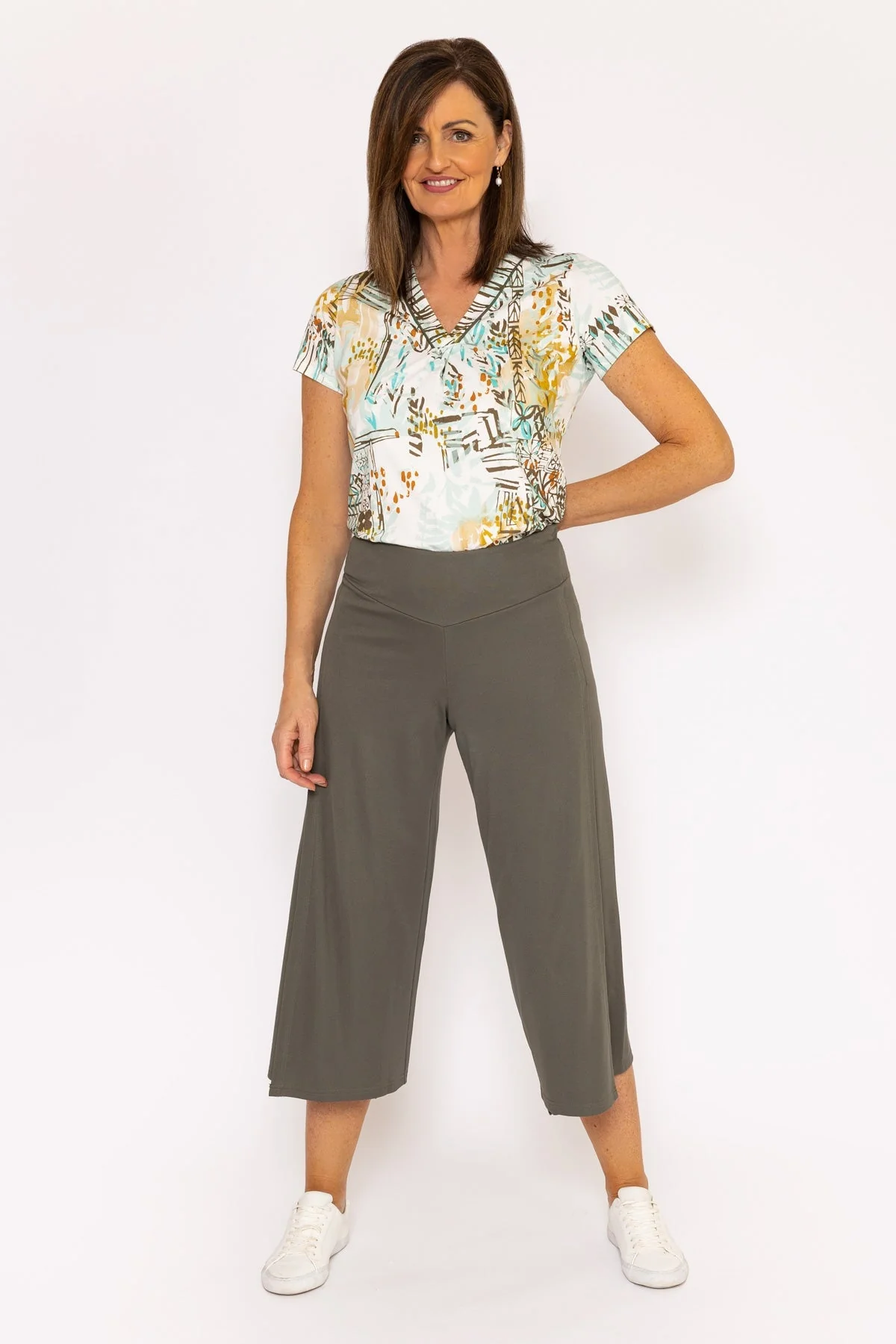 Wide Leg Trousers in Khaki