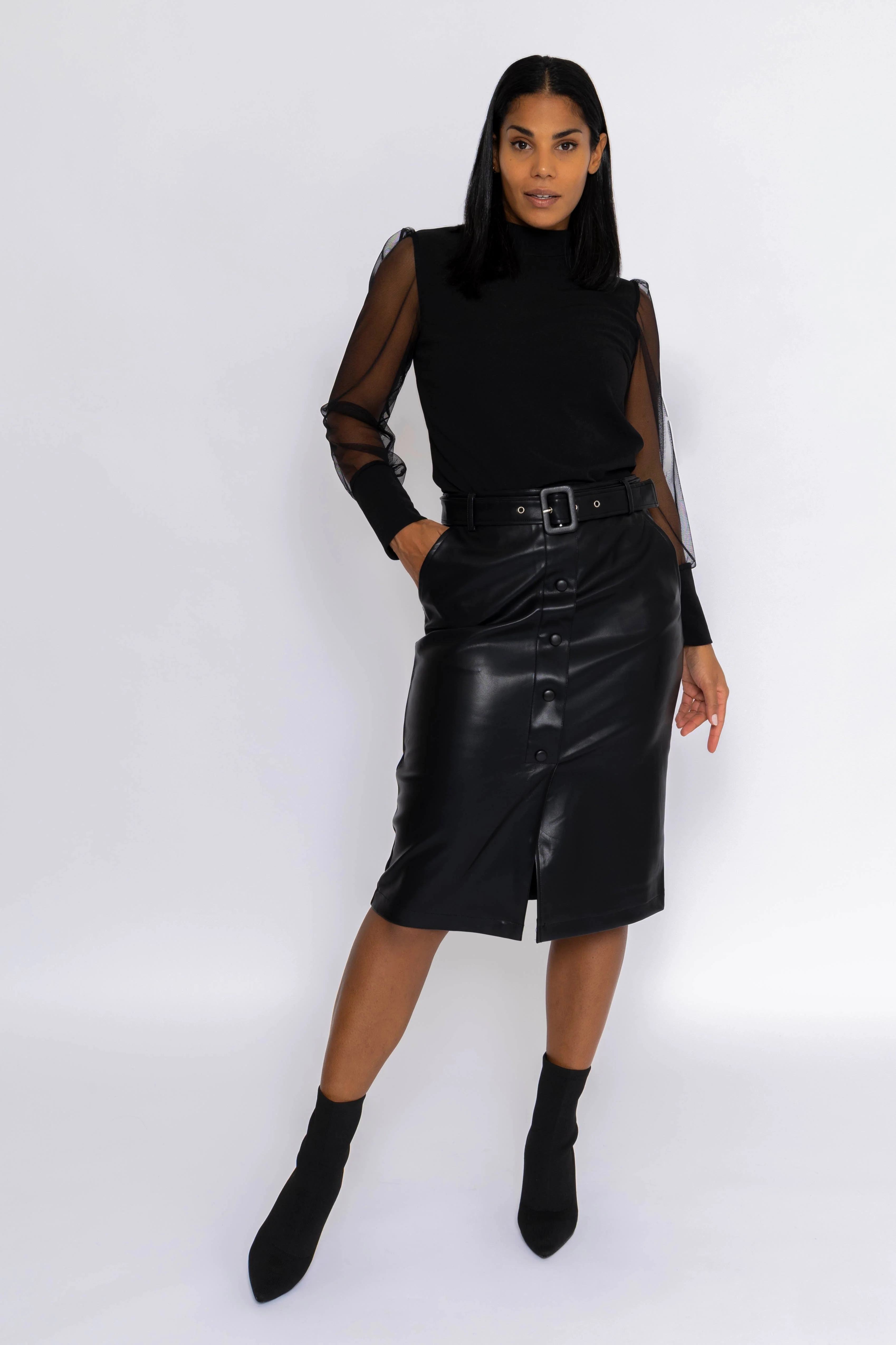 Black PU Skirt