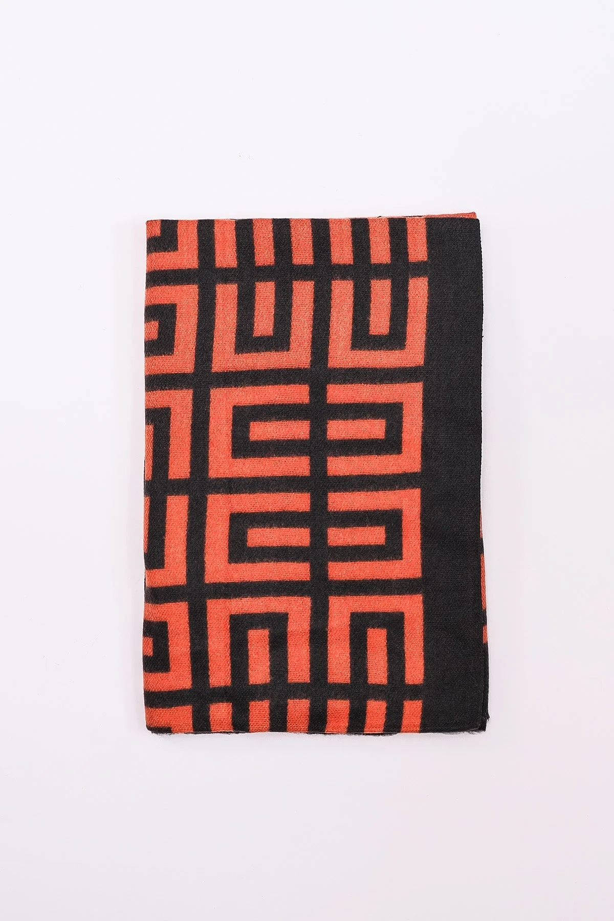 Geo Border Scarf in Orange