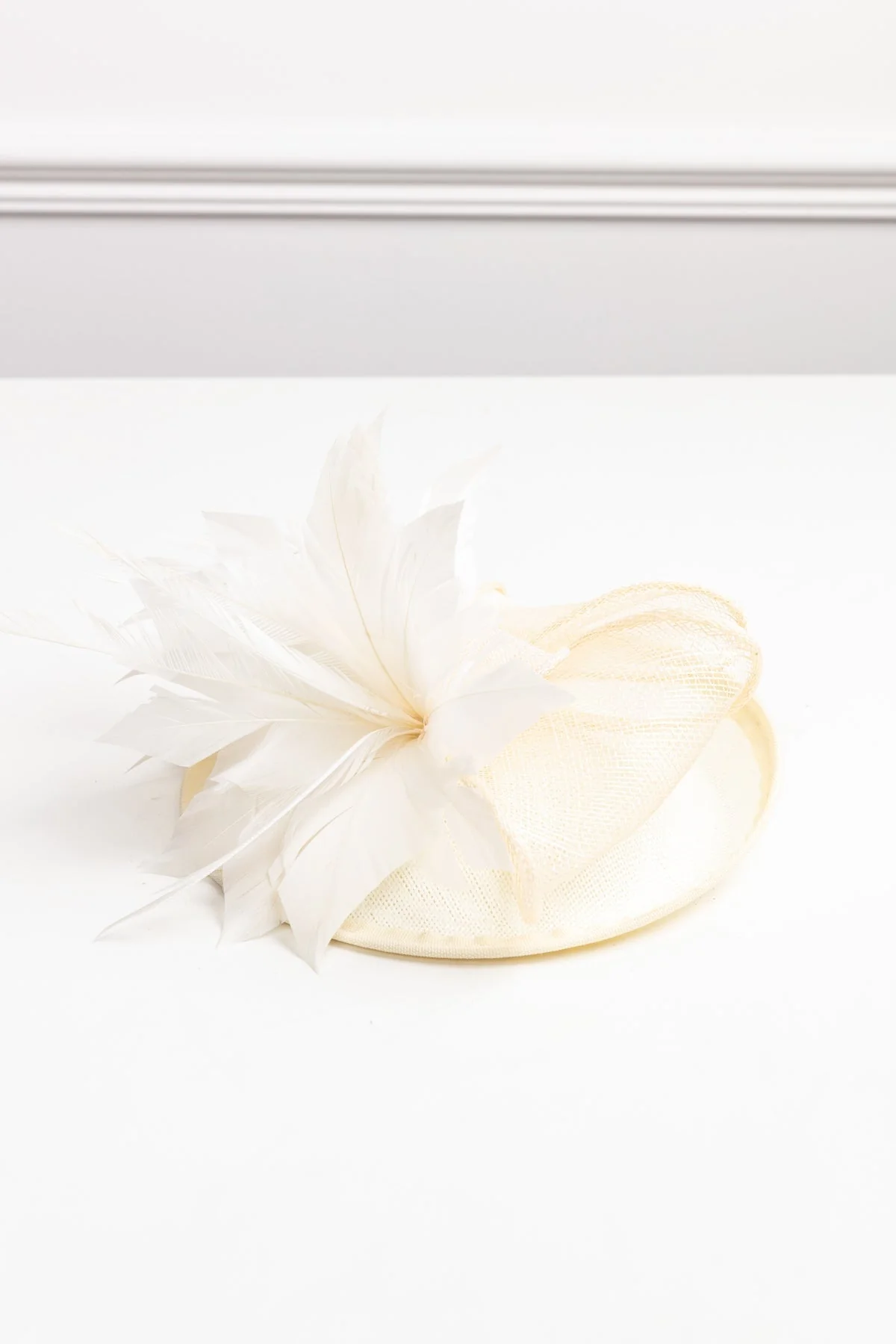 Sinamay Feather Fascinator in Cream