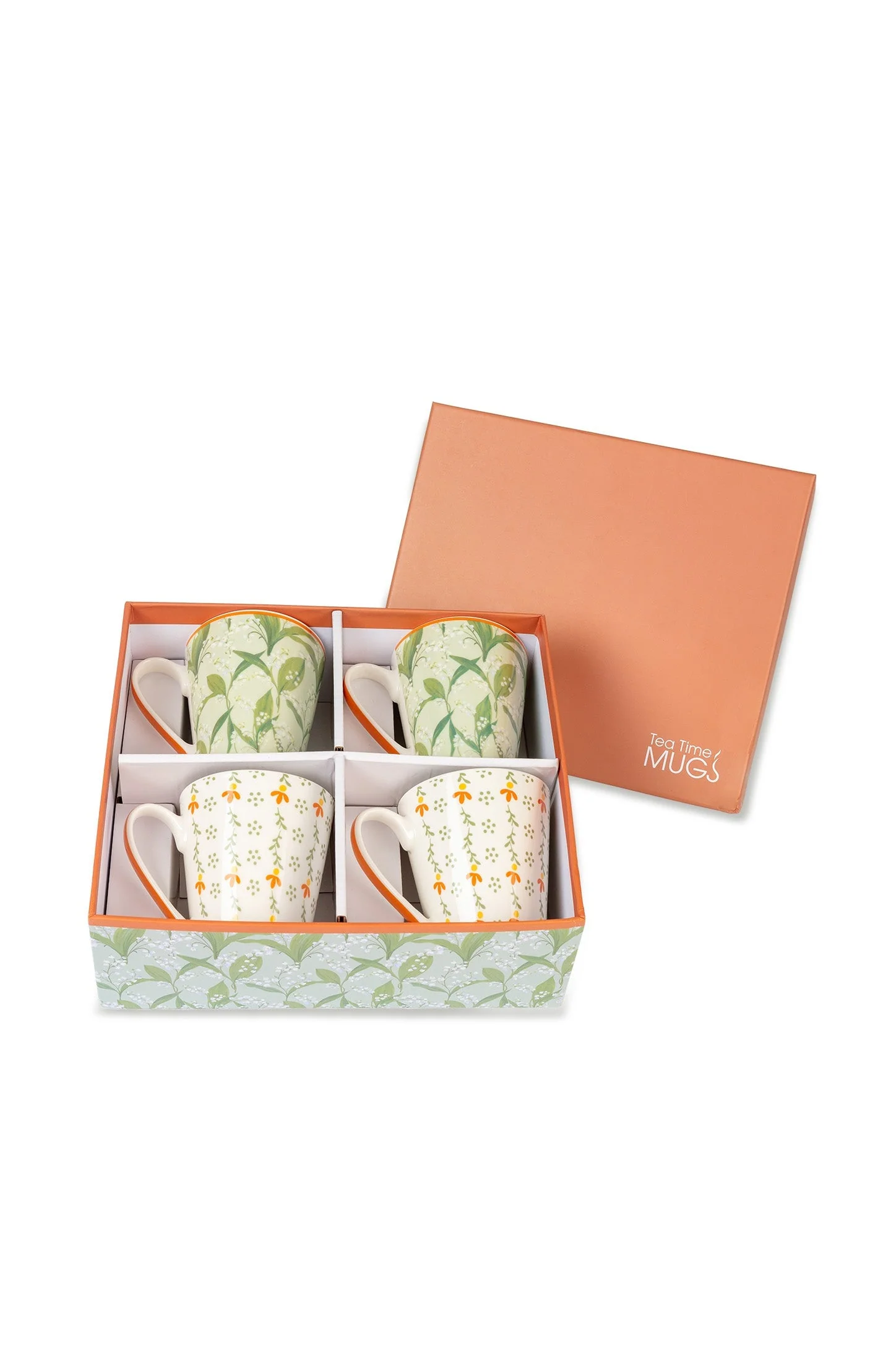 Set Of 4 Country Chic Mugs