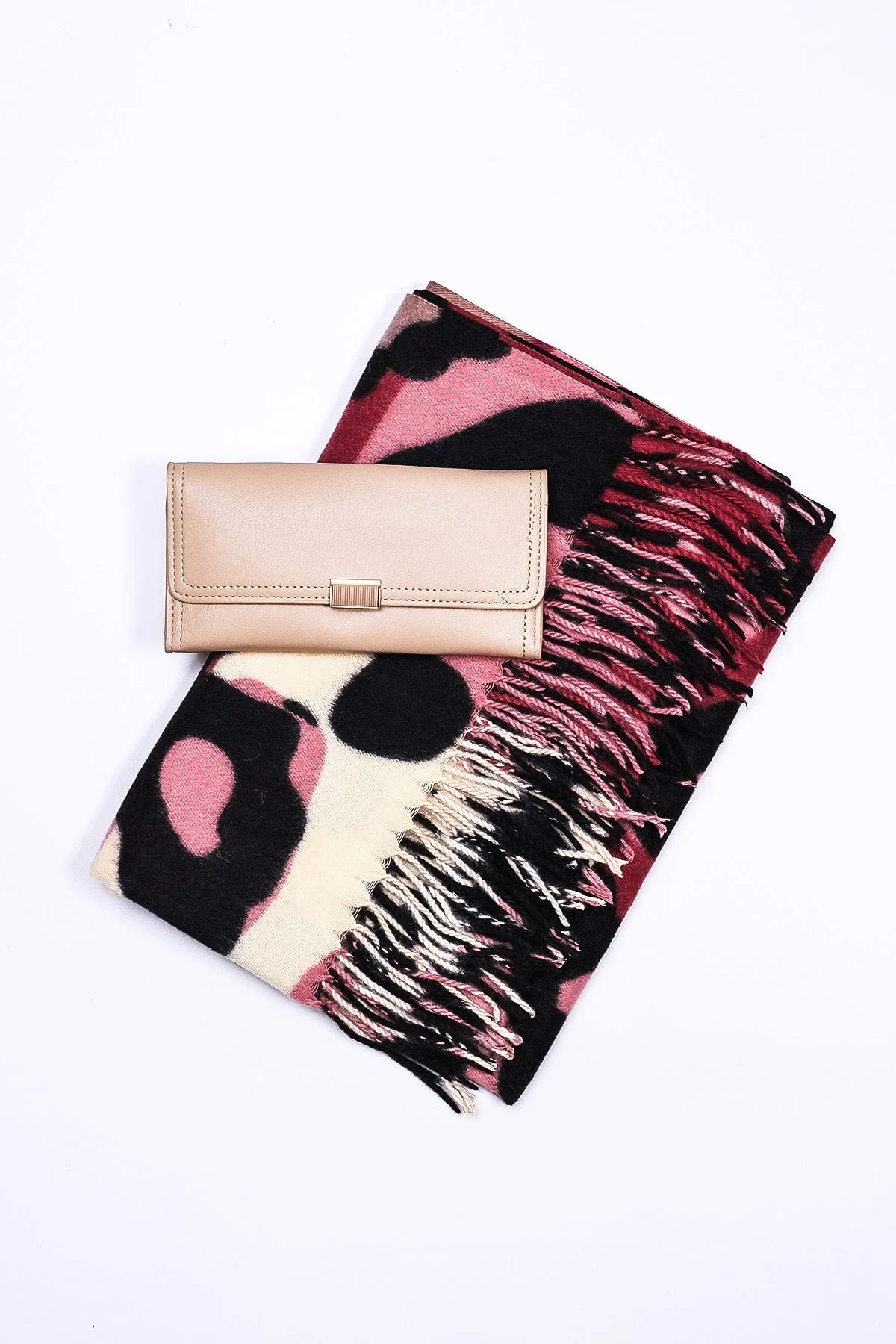 Animal Scarf and Purse Set in Pink Tones