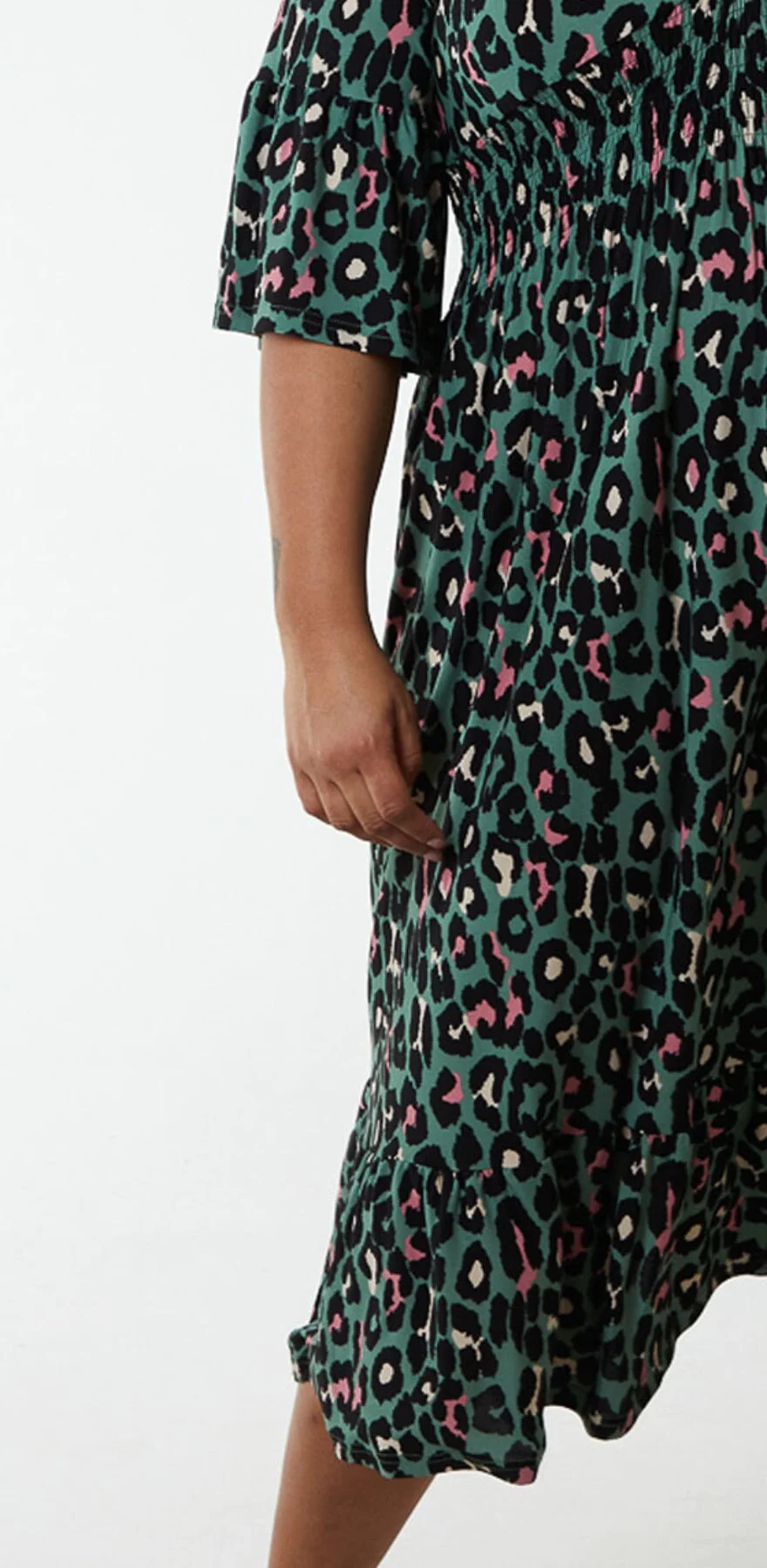 Green Printed Midi Dress